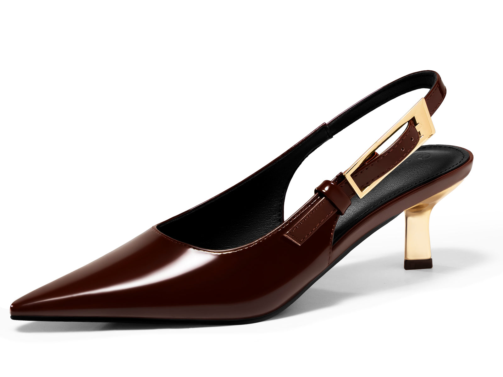 Coutgo Womens Red Brown Slingback Kitten Heels