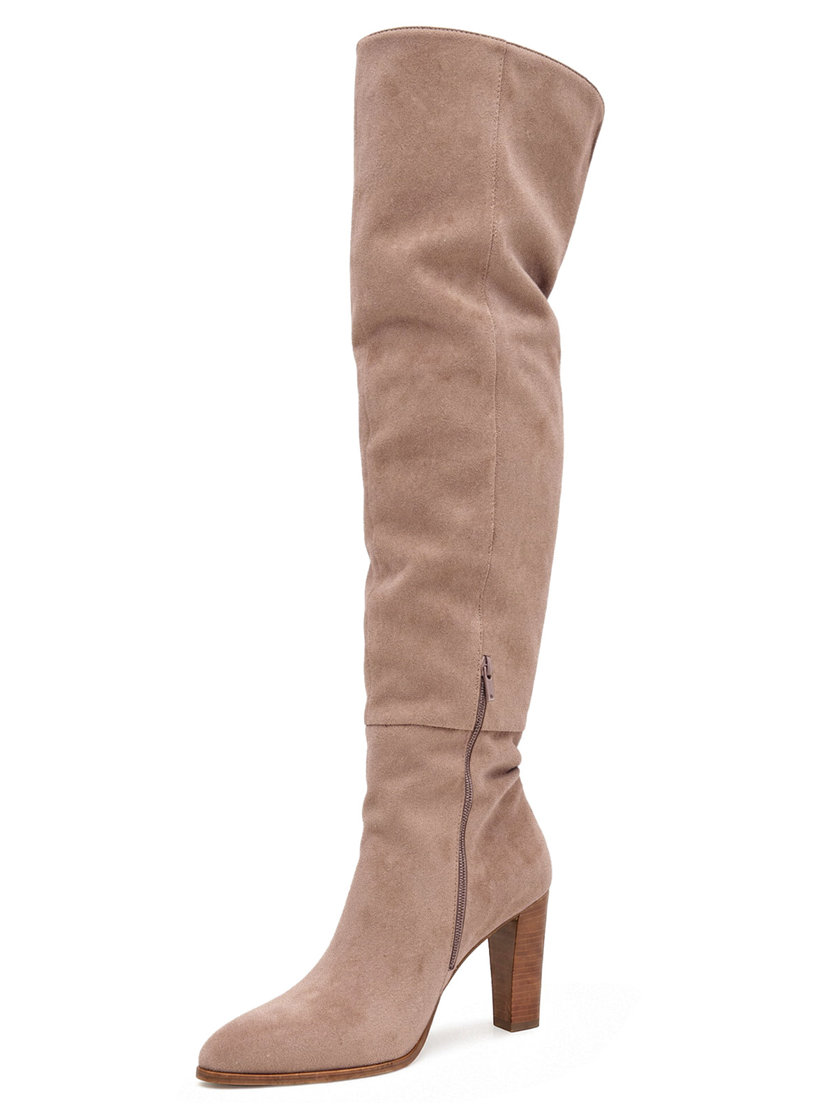 Coutgo Wommens Taupe Chunky Thigh High Boots