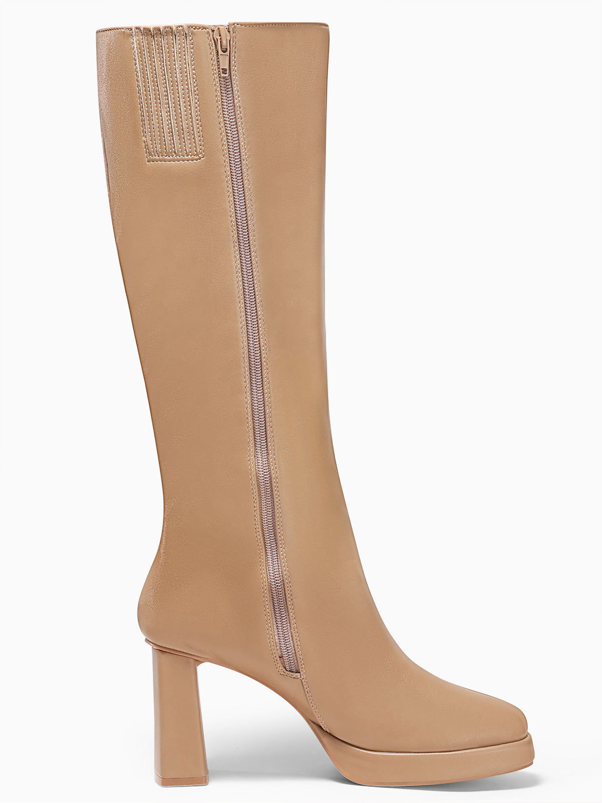 Coutgo Womens Light Brown Knee High Boots