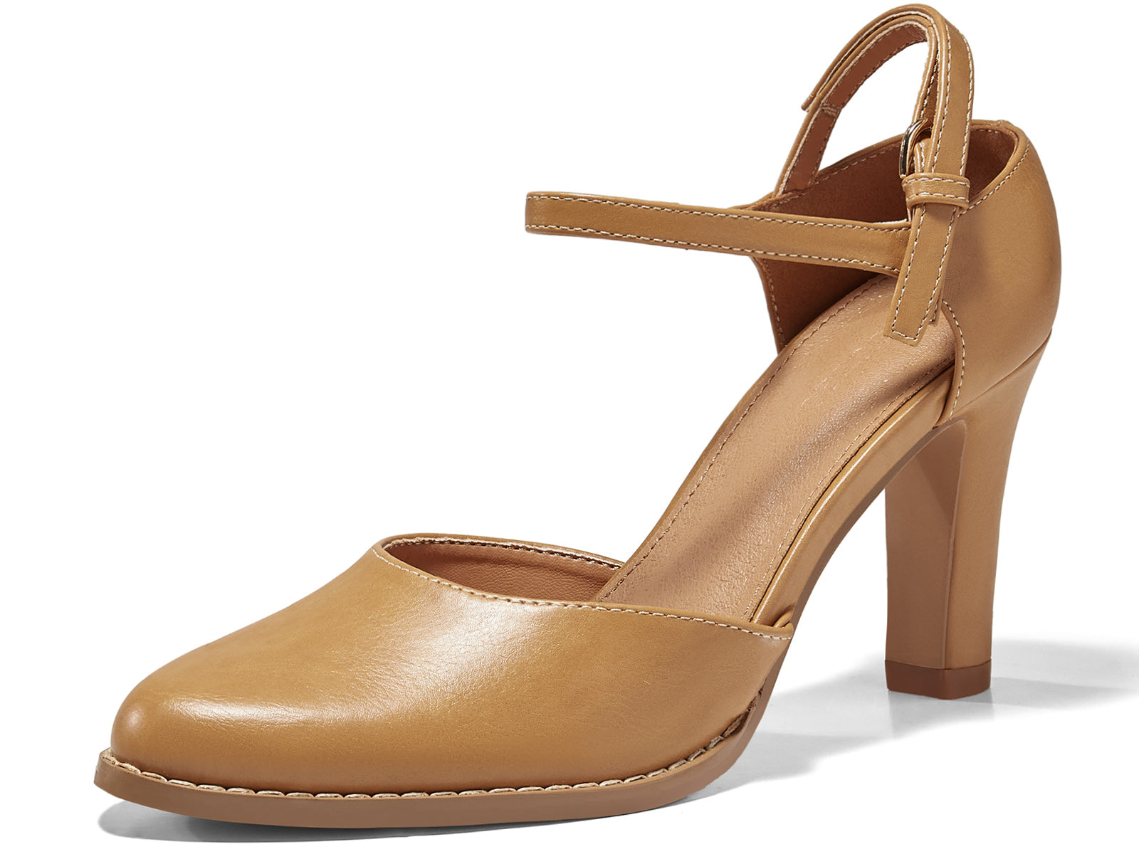 Coutgo Womens Light Brown Chunky High Heels