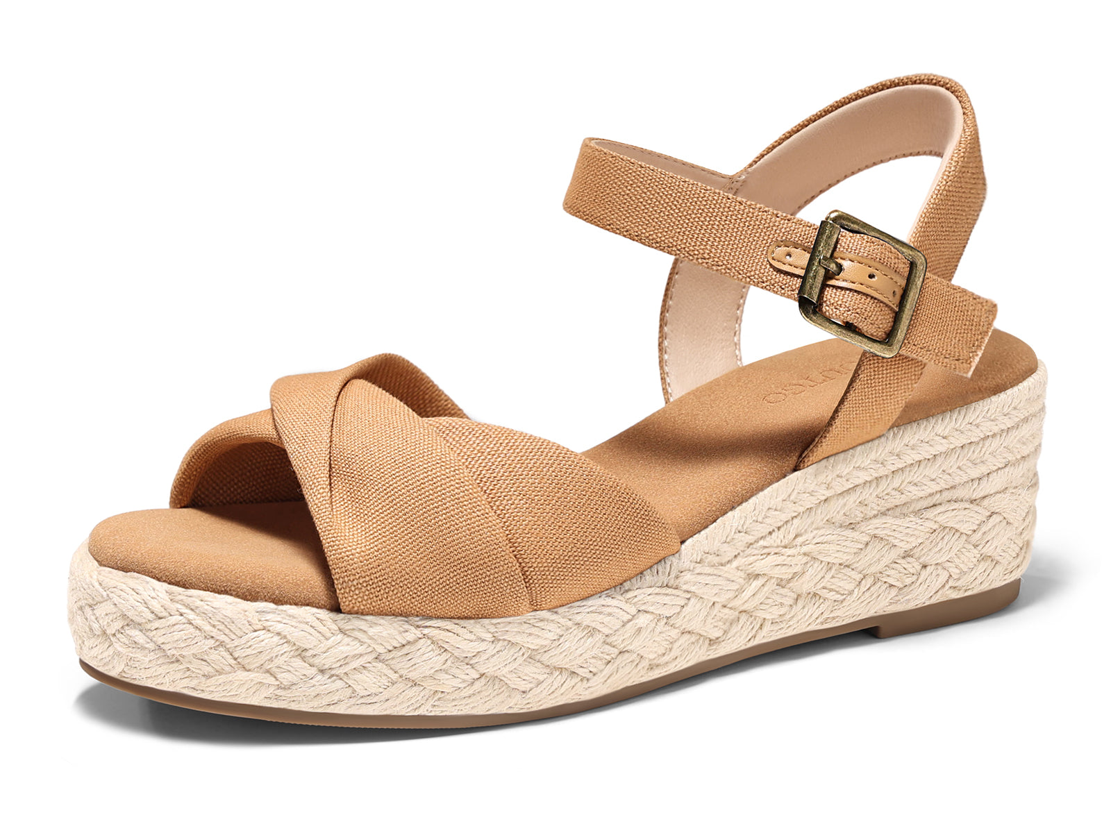 Coutgo Womens Light Brown Platform Wedge Heels Sandals