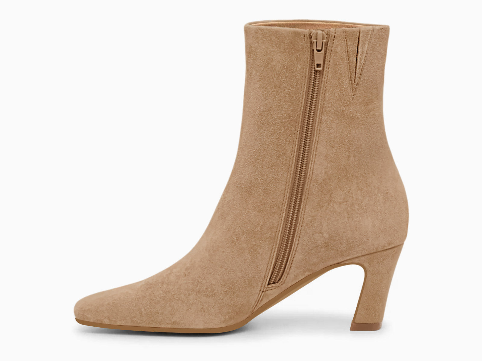 Coutgo Suede Light Brown Square Toe Ankle Boots