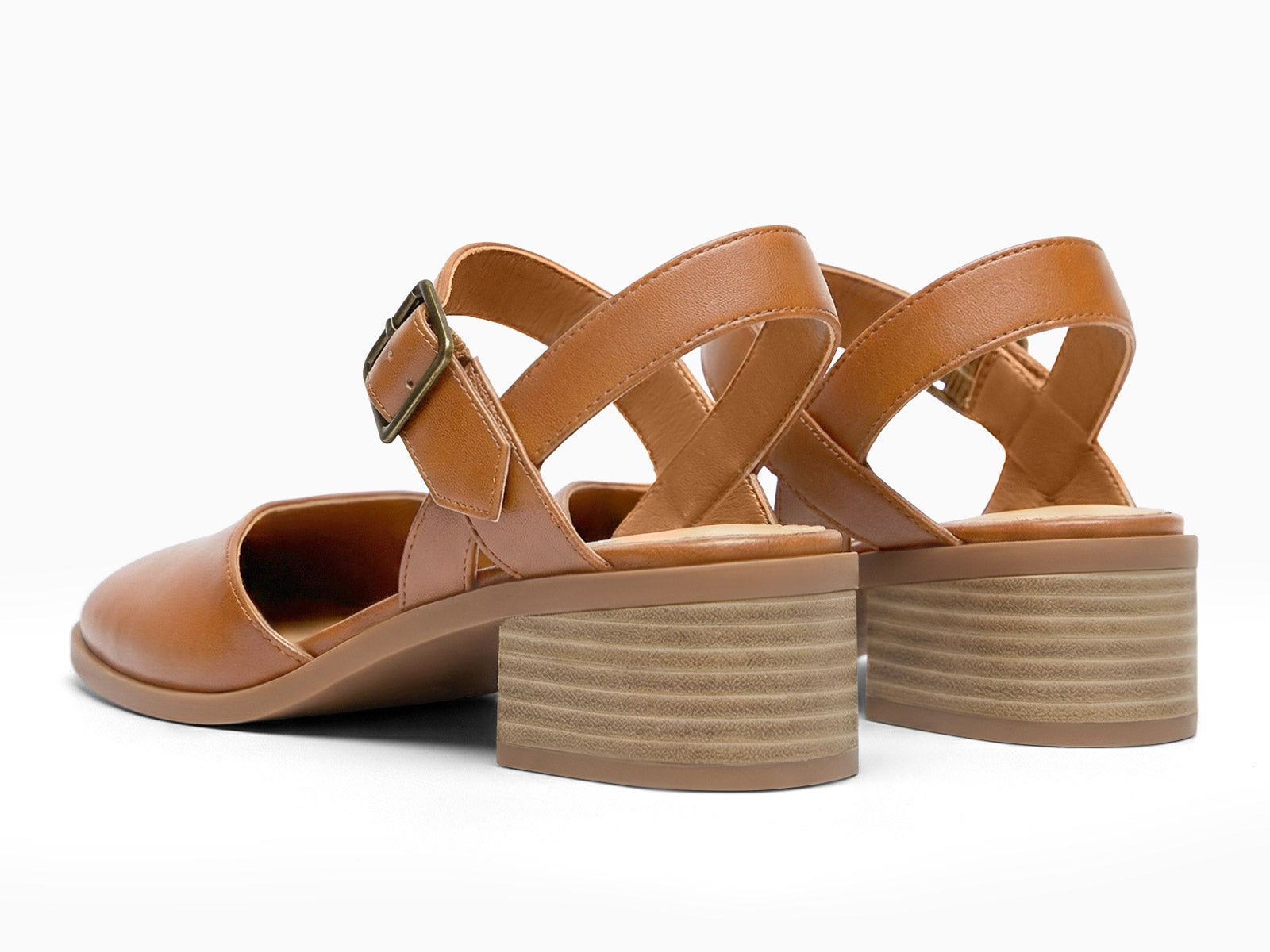 Coutgo Womens Light Brown Closed Toe Vintage Pumps