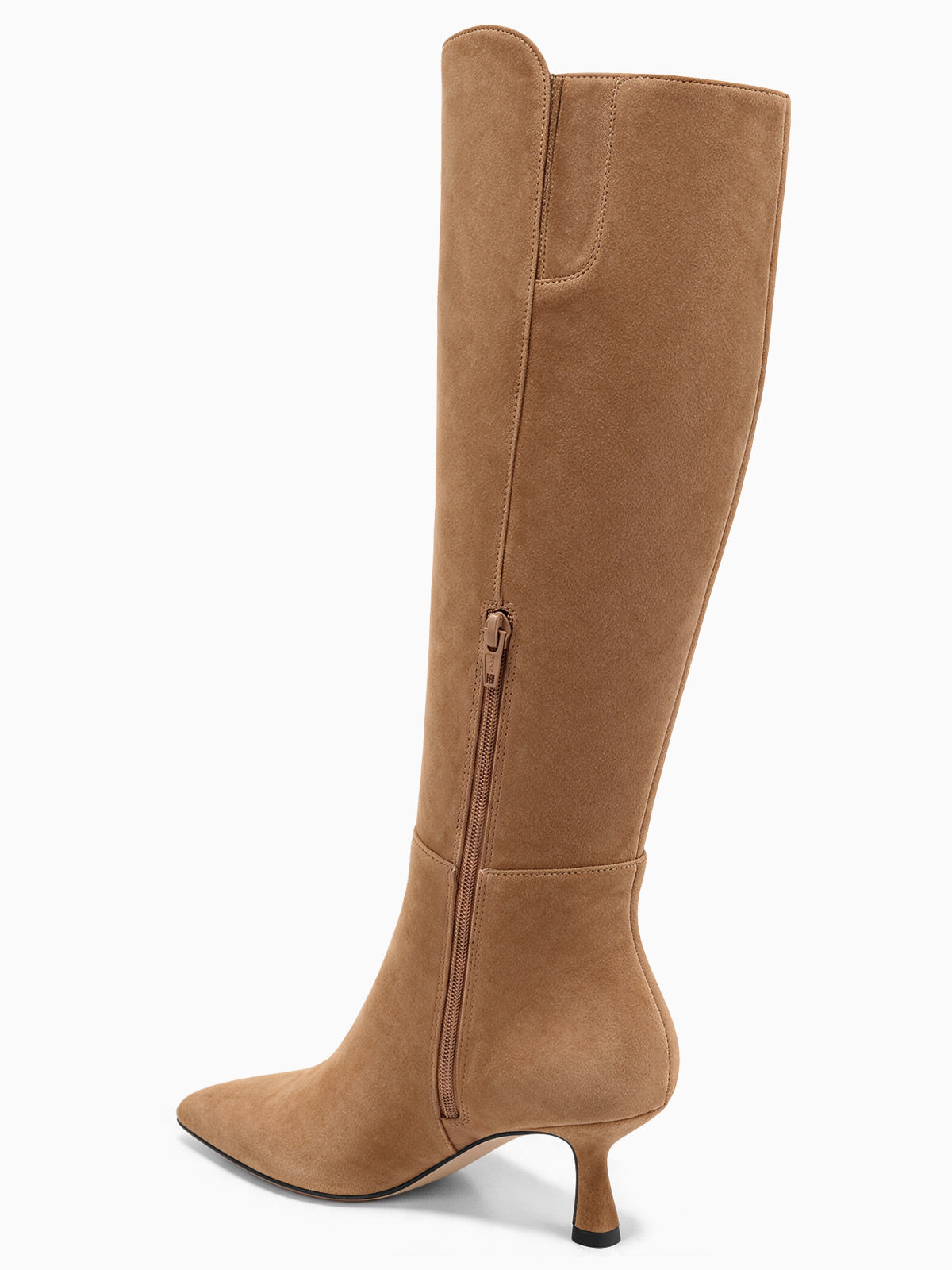 Coutgo Womens Suede Light Brown Kitten Heel Boots