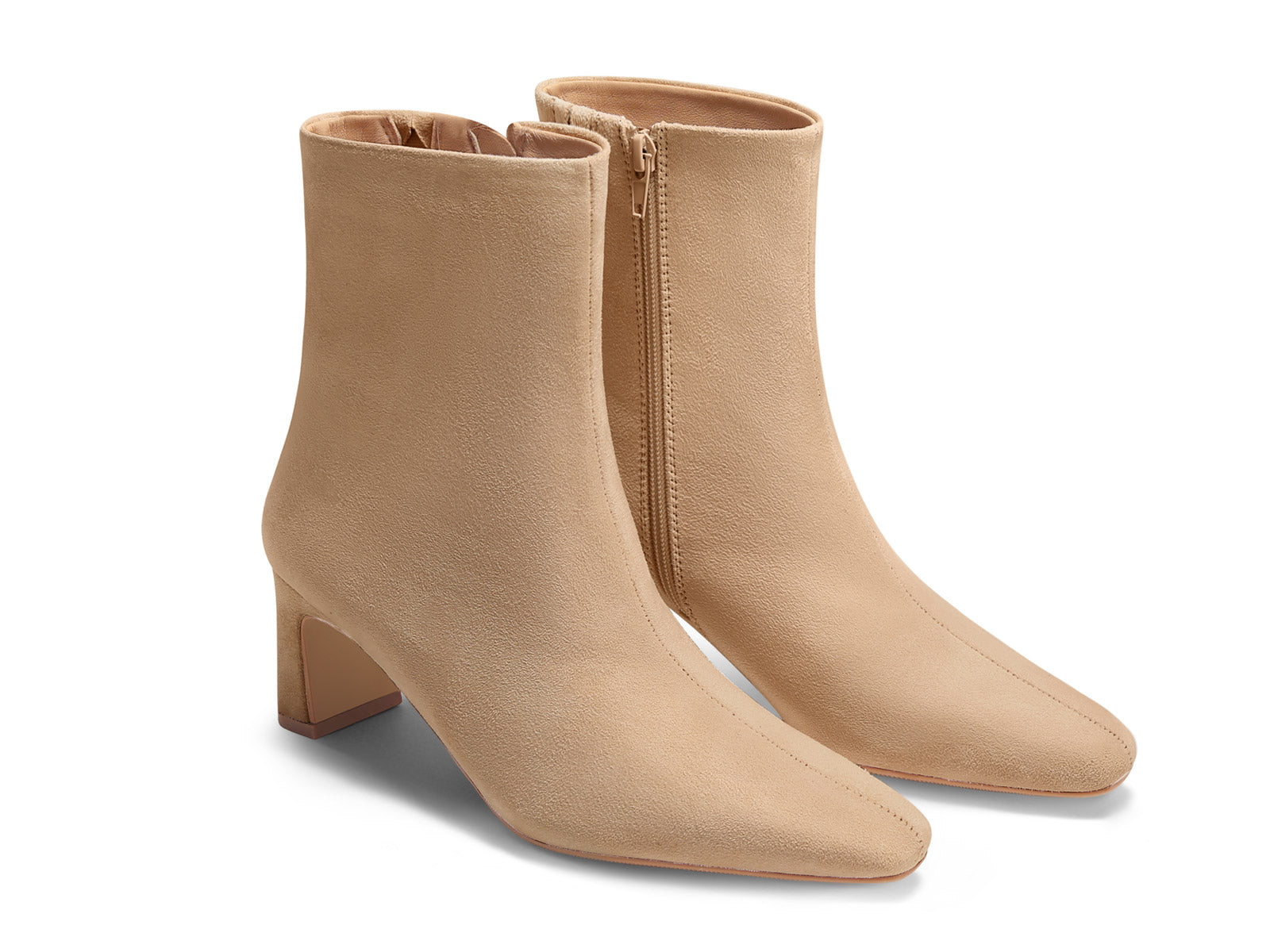 Coutgo Suede Light Brown Square Toe Ankle Boots