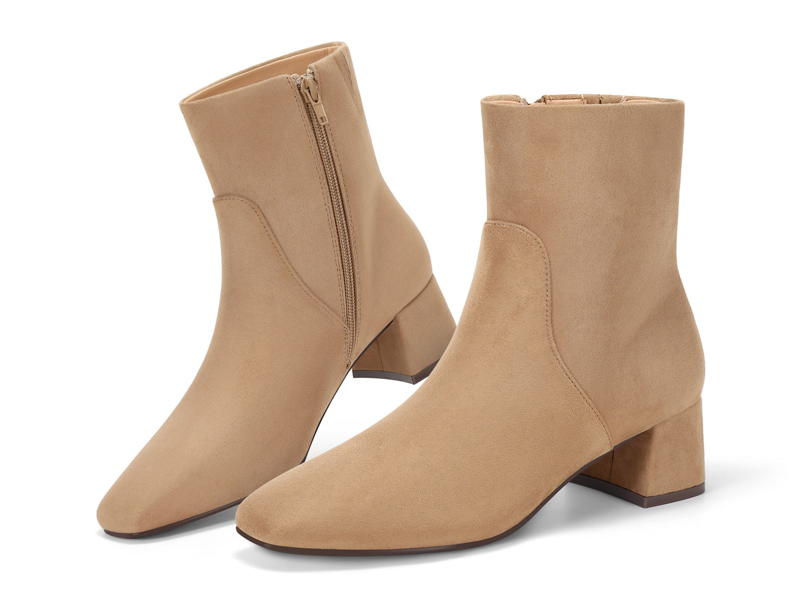 Coutgo Womens Light Brown Chunky Ankle Booties