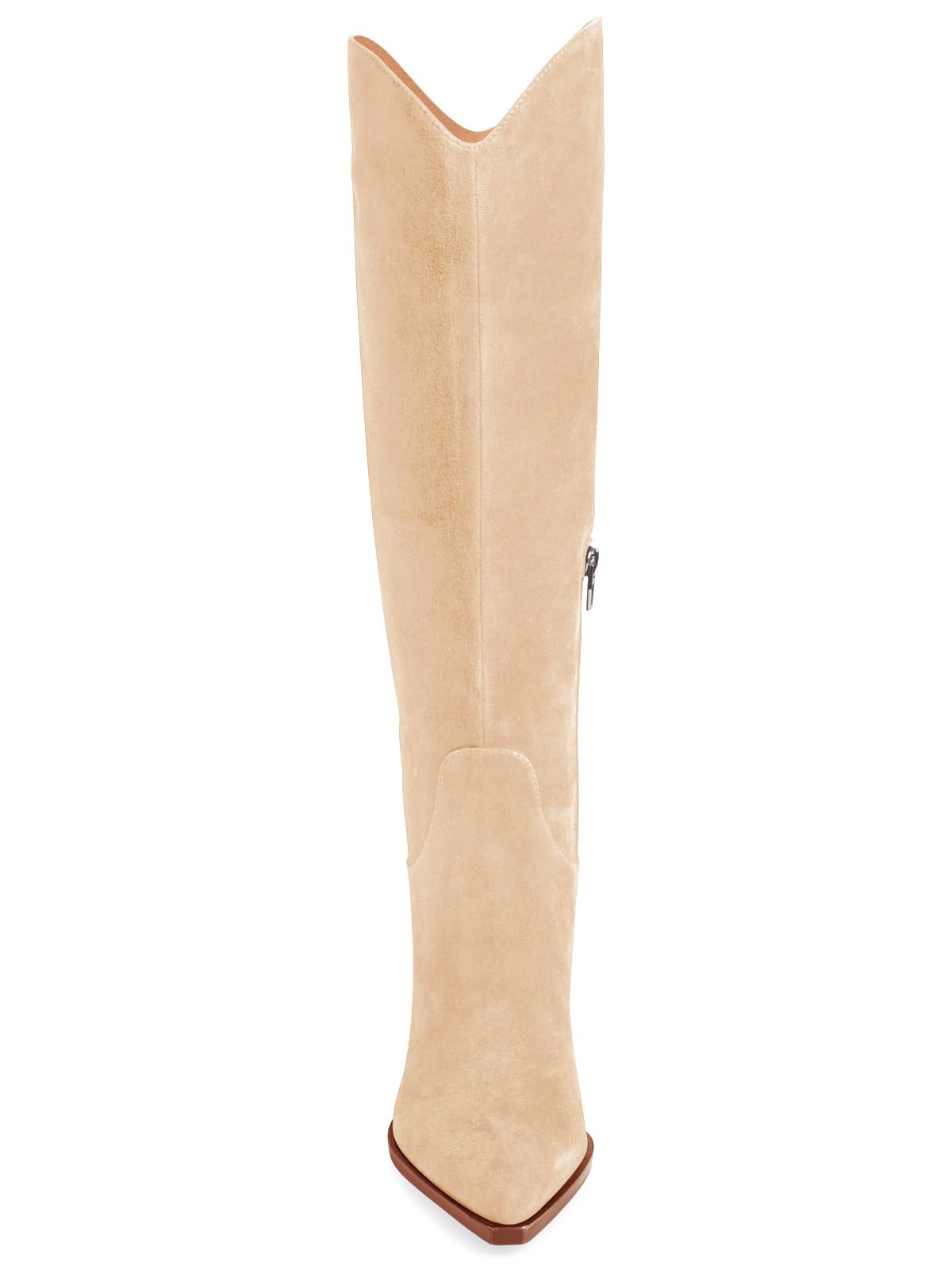 Coutgo Womens Nude Kitten Heel Boots