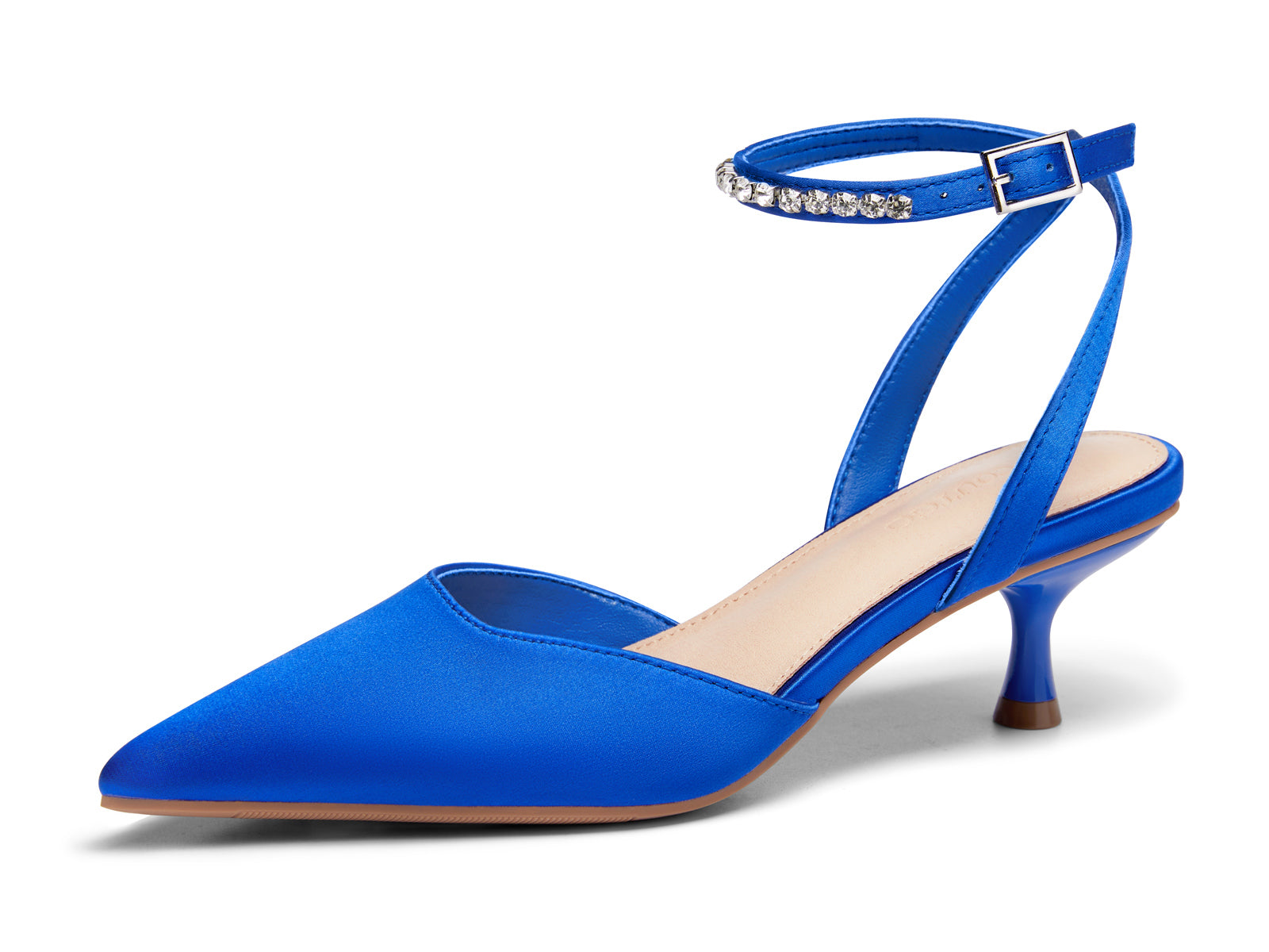 Coutgo Womens Blue Low Kitten Heels