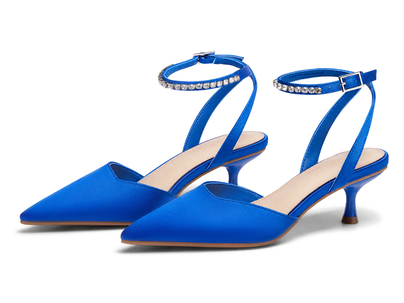 Coutgo Womens Blue Low Kitten Heels