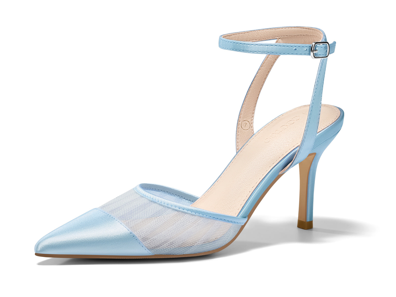 Coutgo Womens Blue Mesh High Heels
