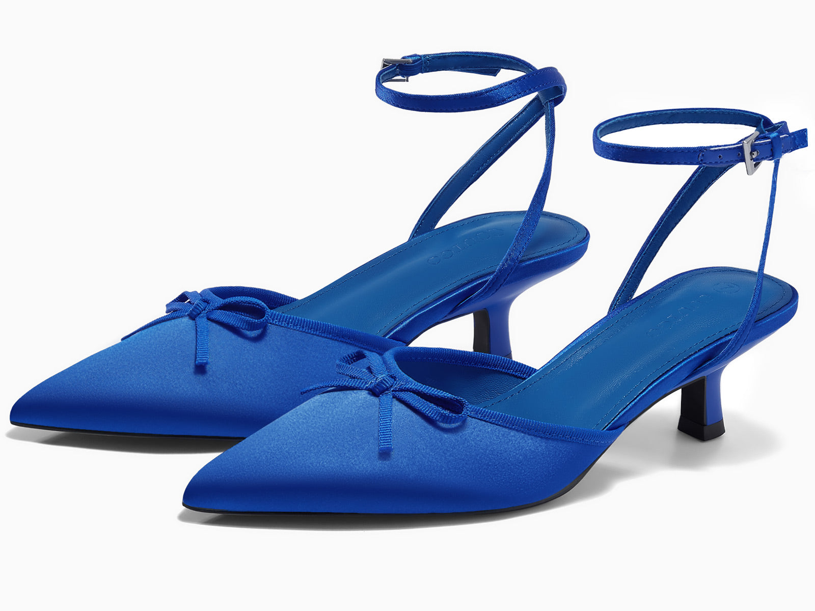Coutgo Womens Blue Kitten Low Heels