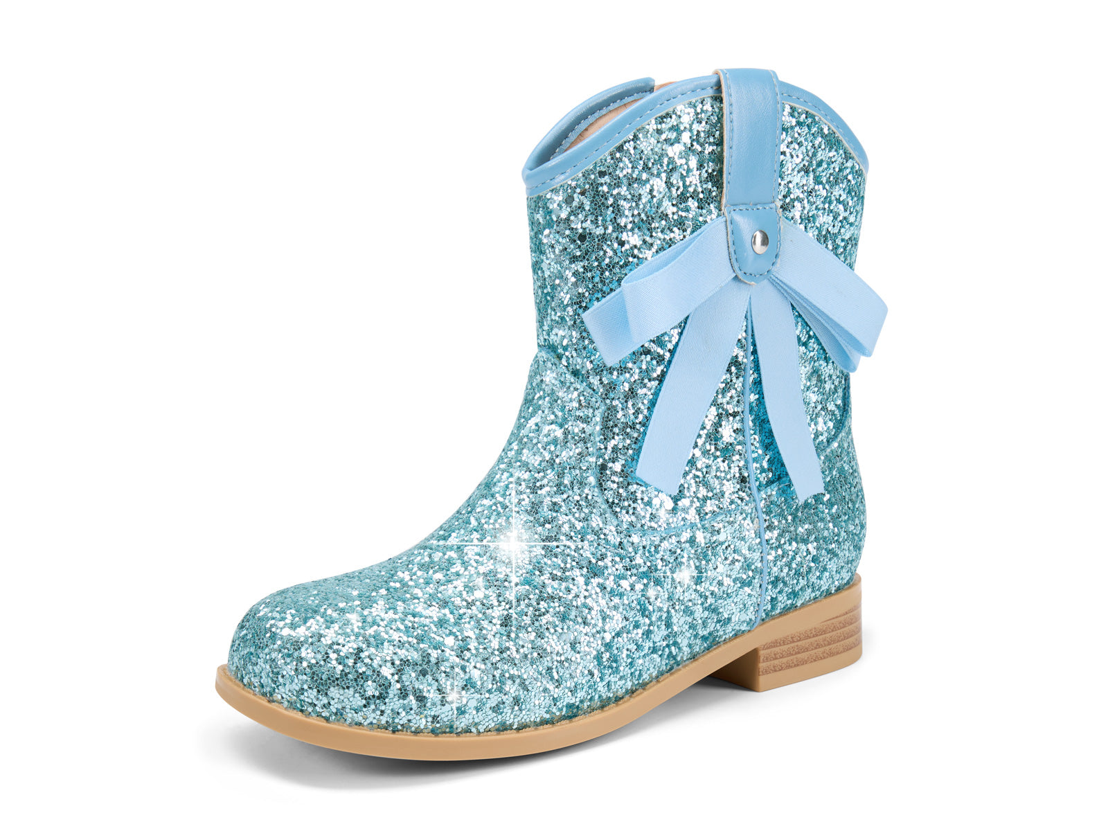 Coutgo Girls Blue Glitter Cowgirl Bow Boots