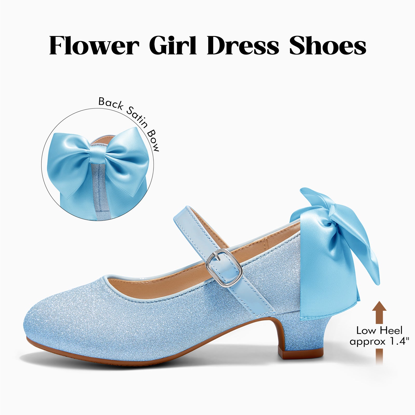 Coutgo Girls Blue Dress Shoes Mary Jane