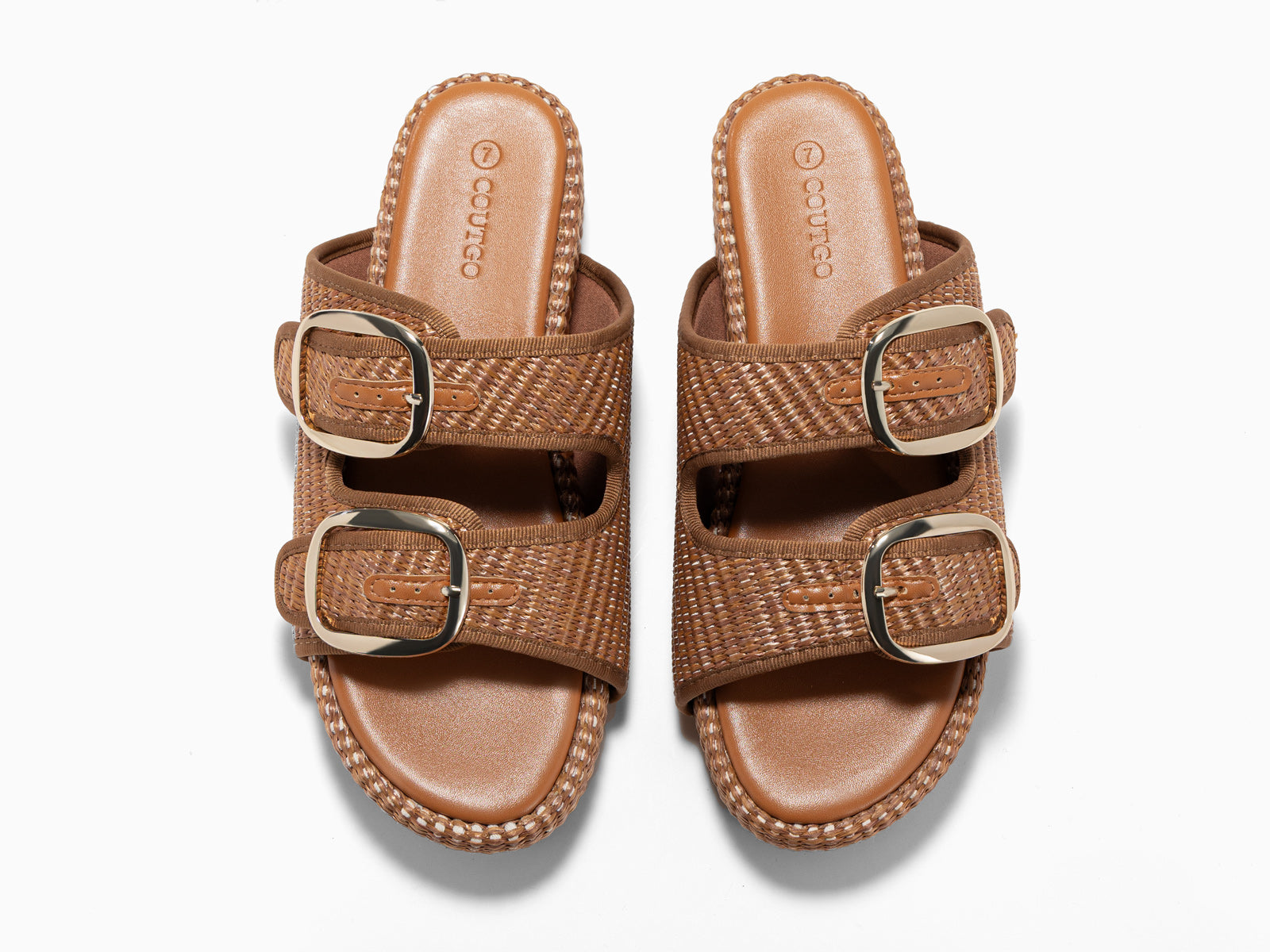 Coutgo Womens Brown Platform Raffia Sandals