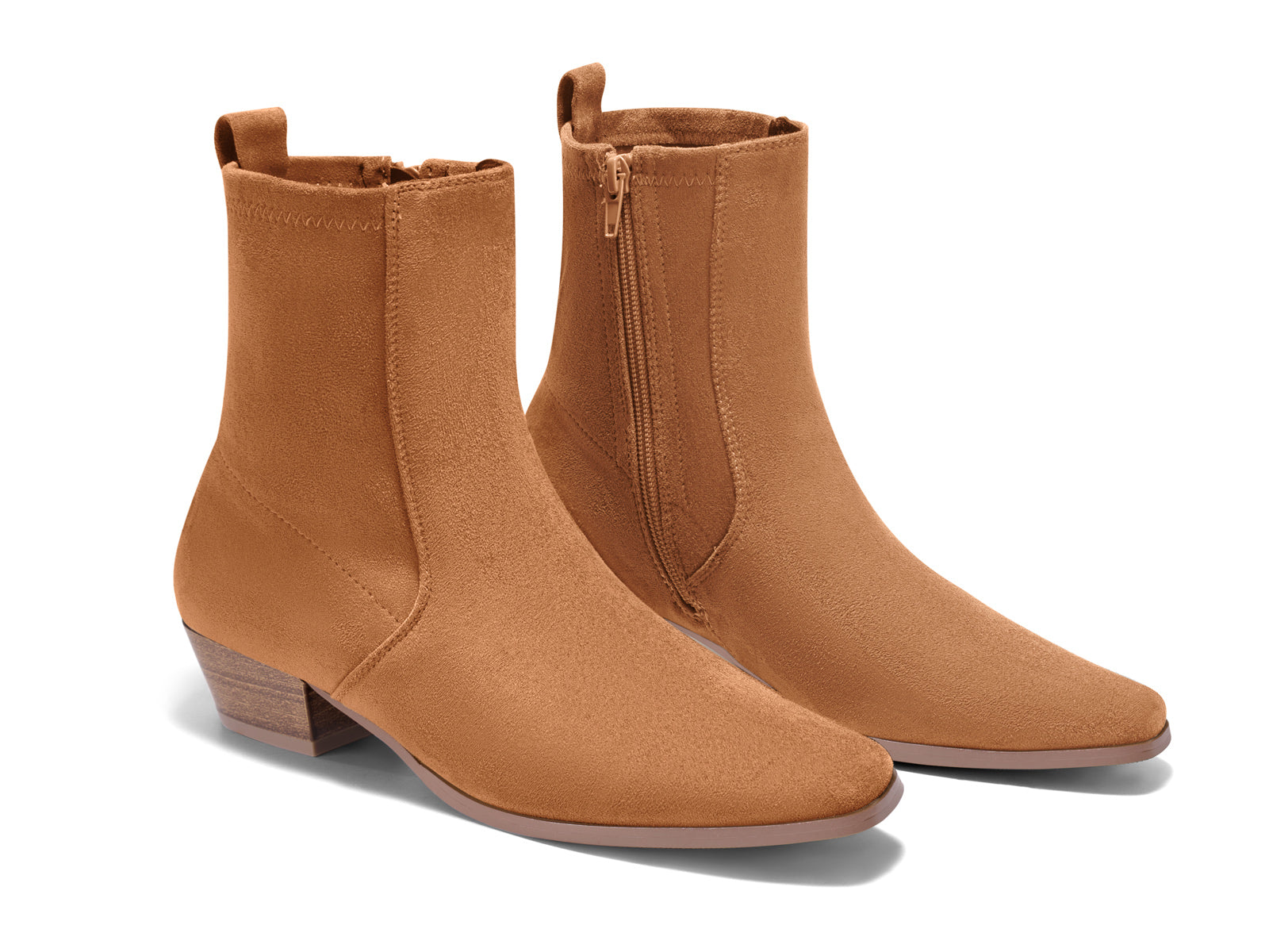 Coutgo Womens Brown Square Toe Ankle Boots