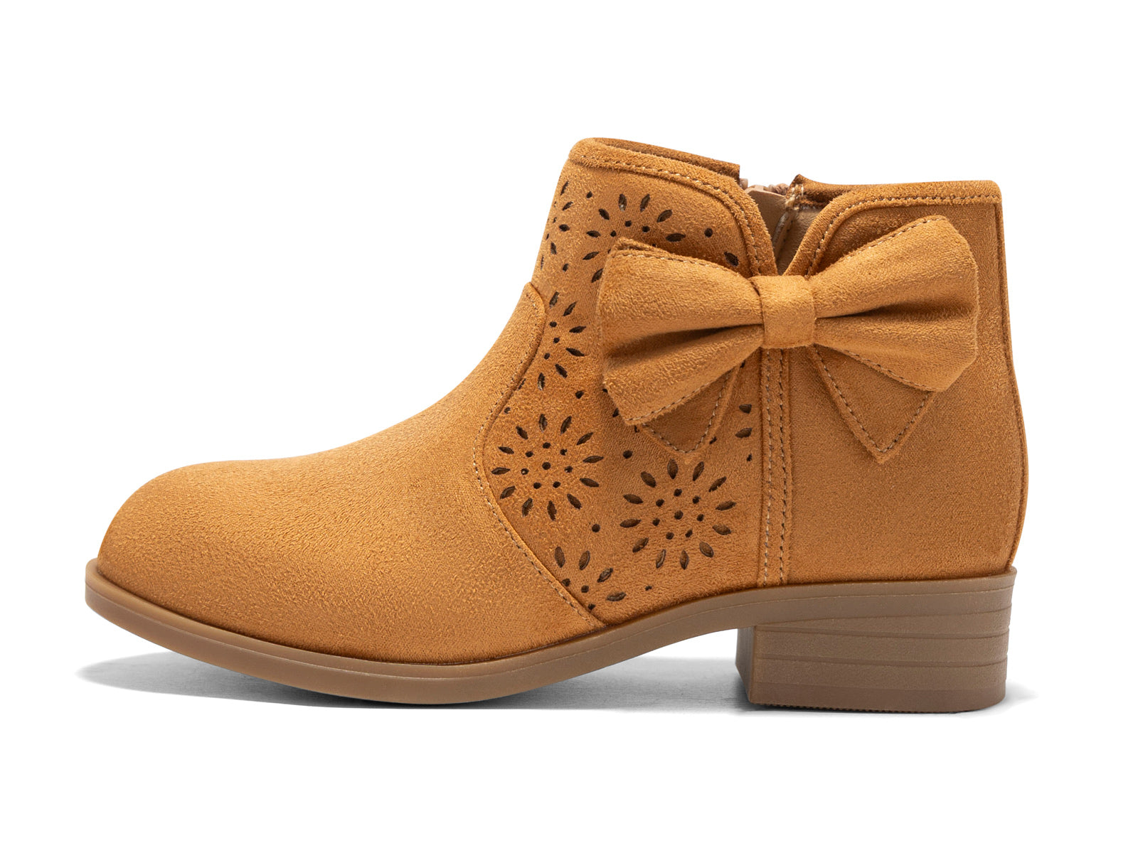Coutgo Suede Brown Bow Chunky Ankle Boots