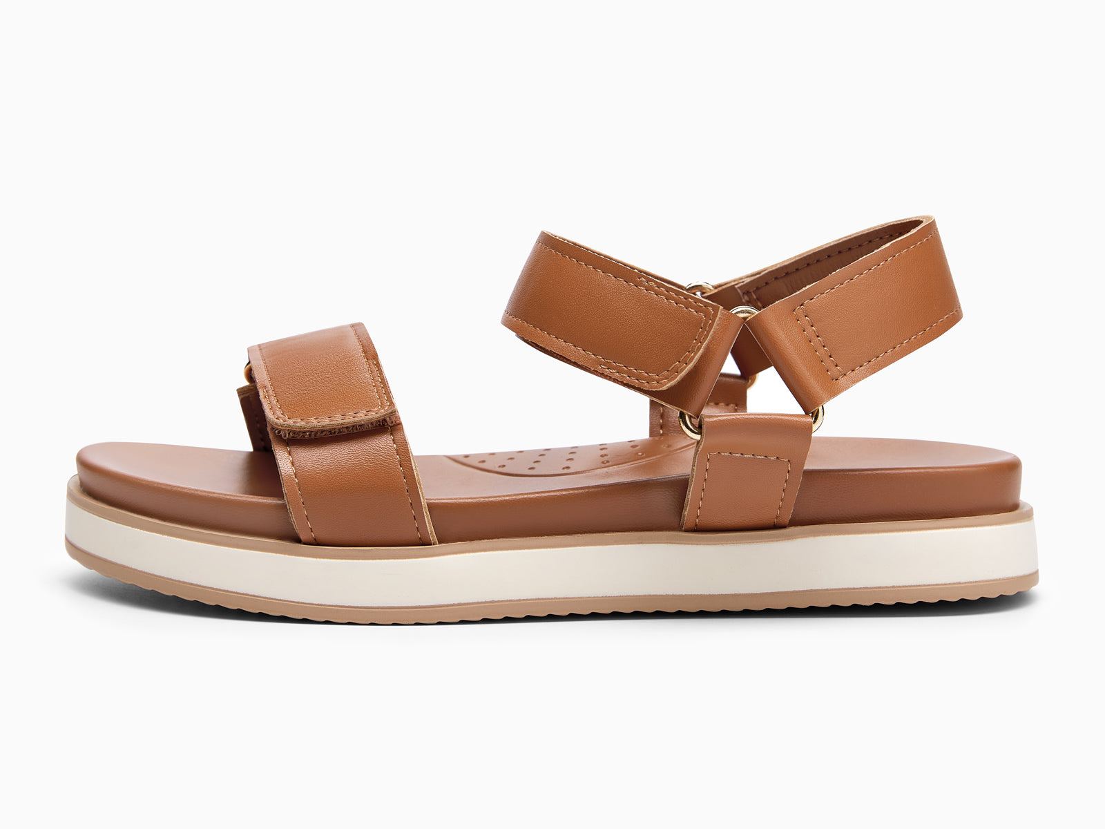 Coutgo Womens Brown Pu Low Wedge Sandals