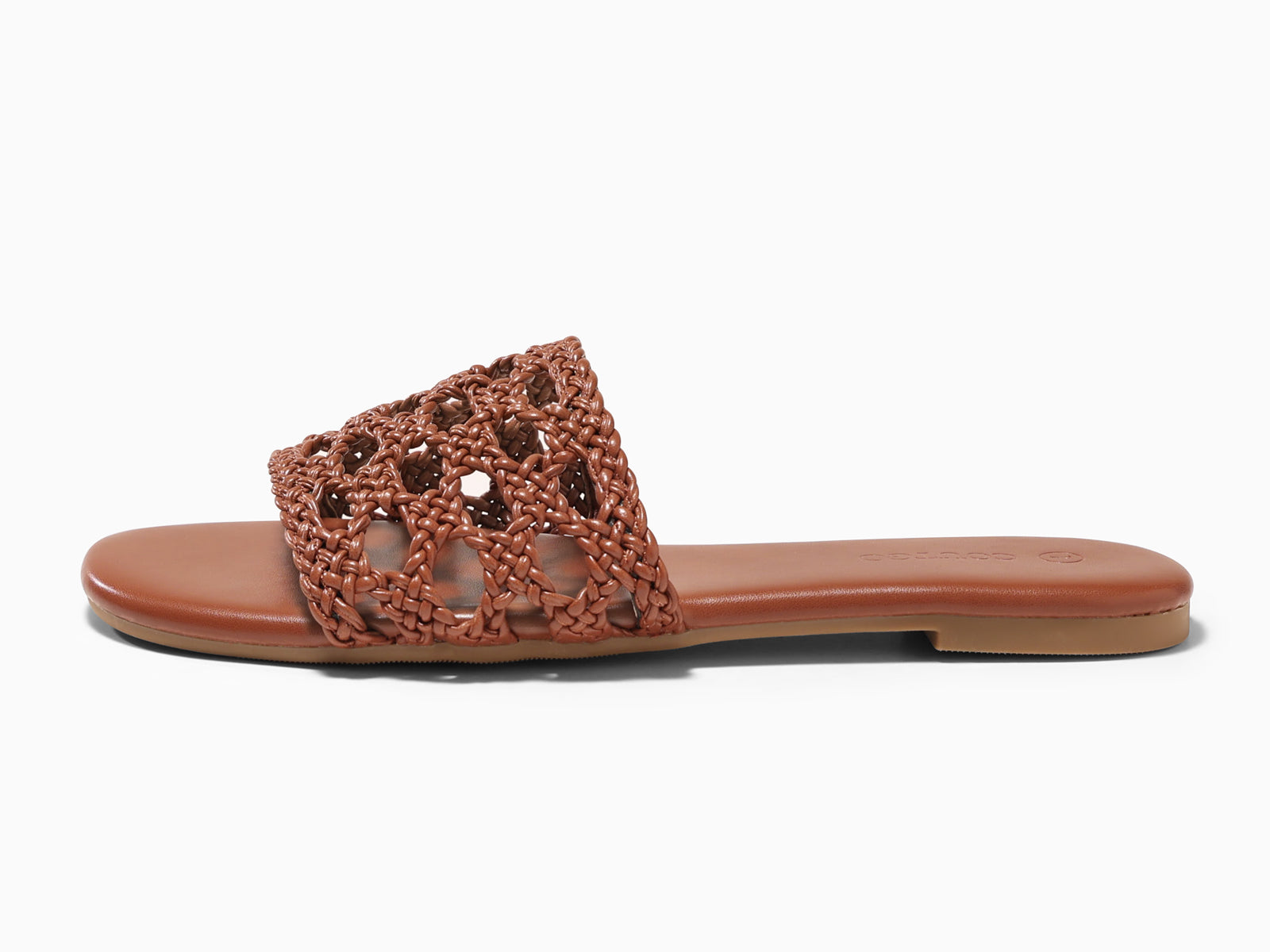 Coutgo Womens Brown On Slide Flat Sandals