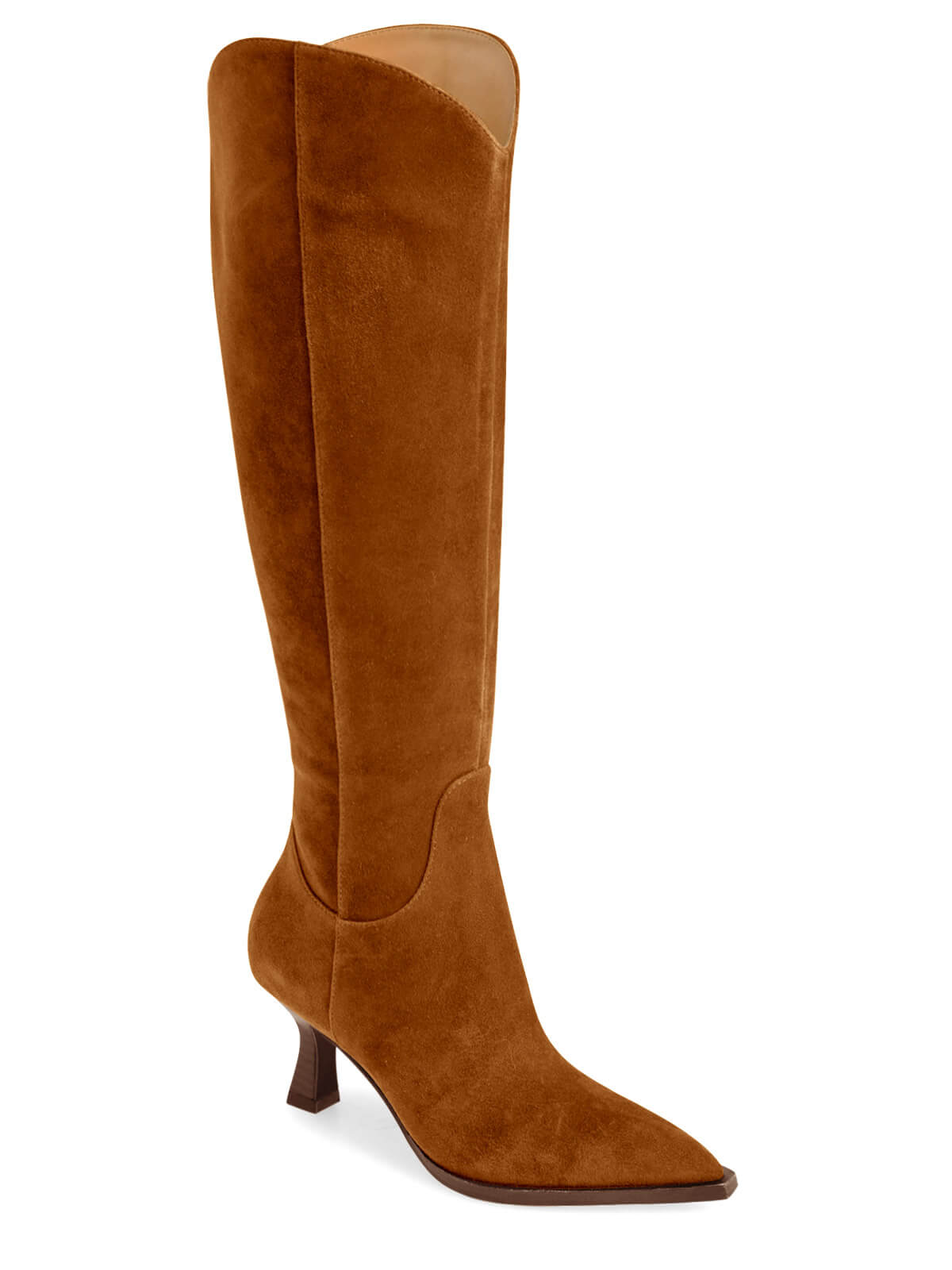 Coutgo Womens Brown Kitten Heel Boots