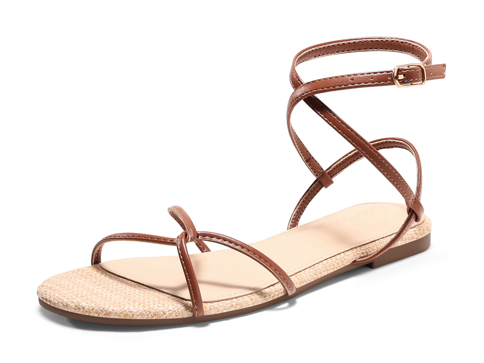 Coutgo Womens Brown Flat Sandals