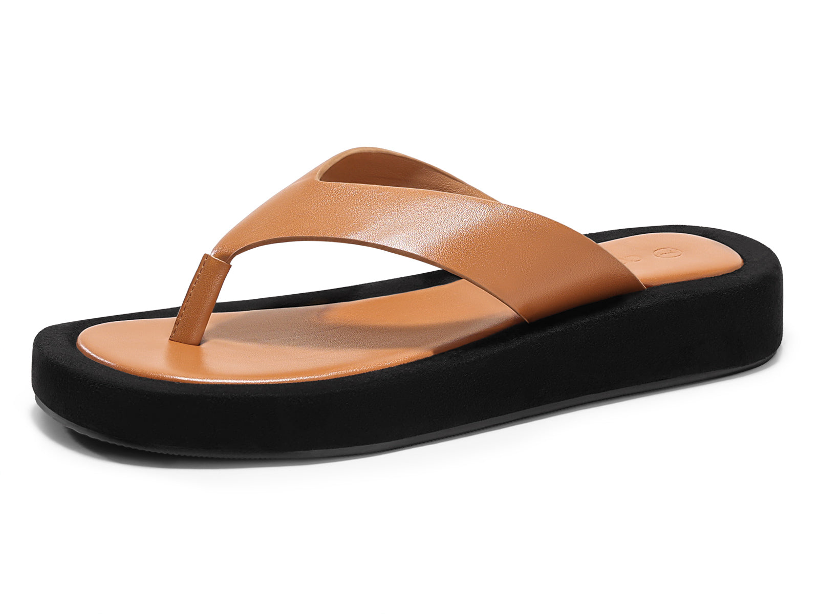 Coutgo Womens Brown Platform Flip Flops Sandals
