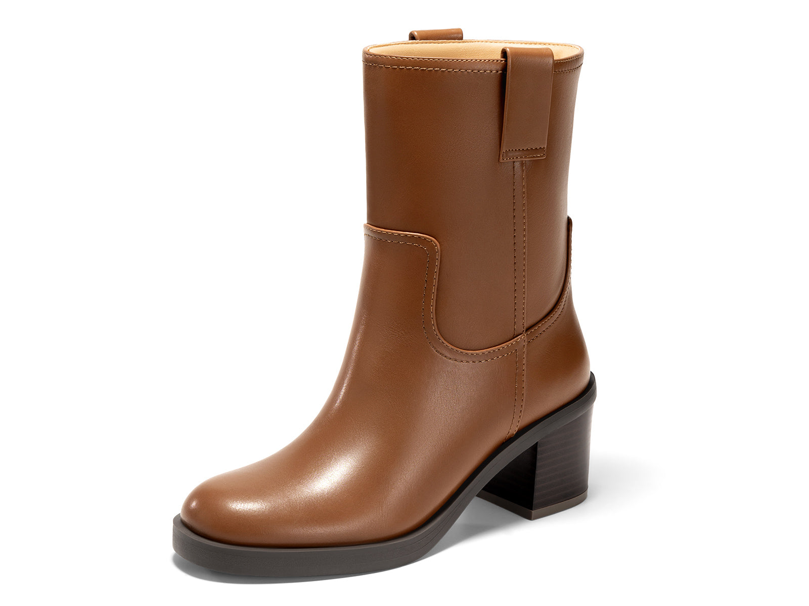 Coutgo Womens Brown Platform Mid Calf Boots