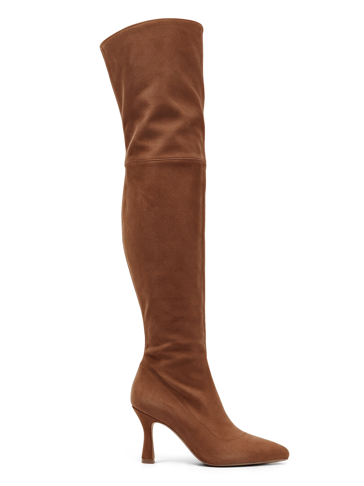 Coutgo Womens Suede Brown Over Knee Heel Boots