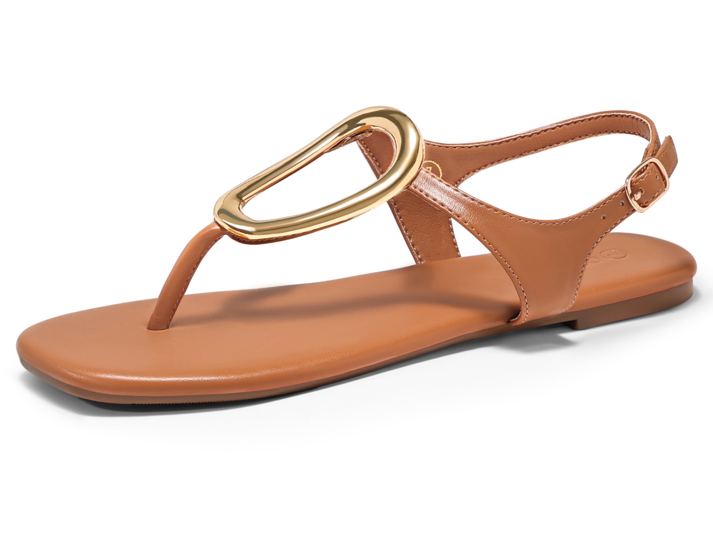 Coutgo Womens Brown Flat Flip Flops Sandals