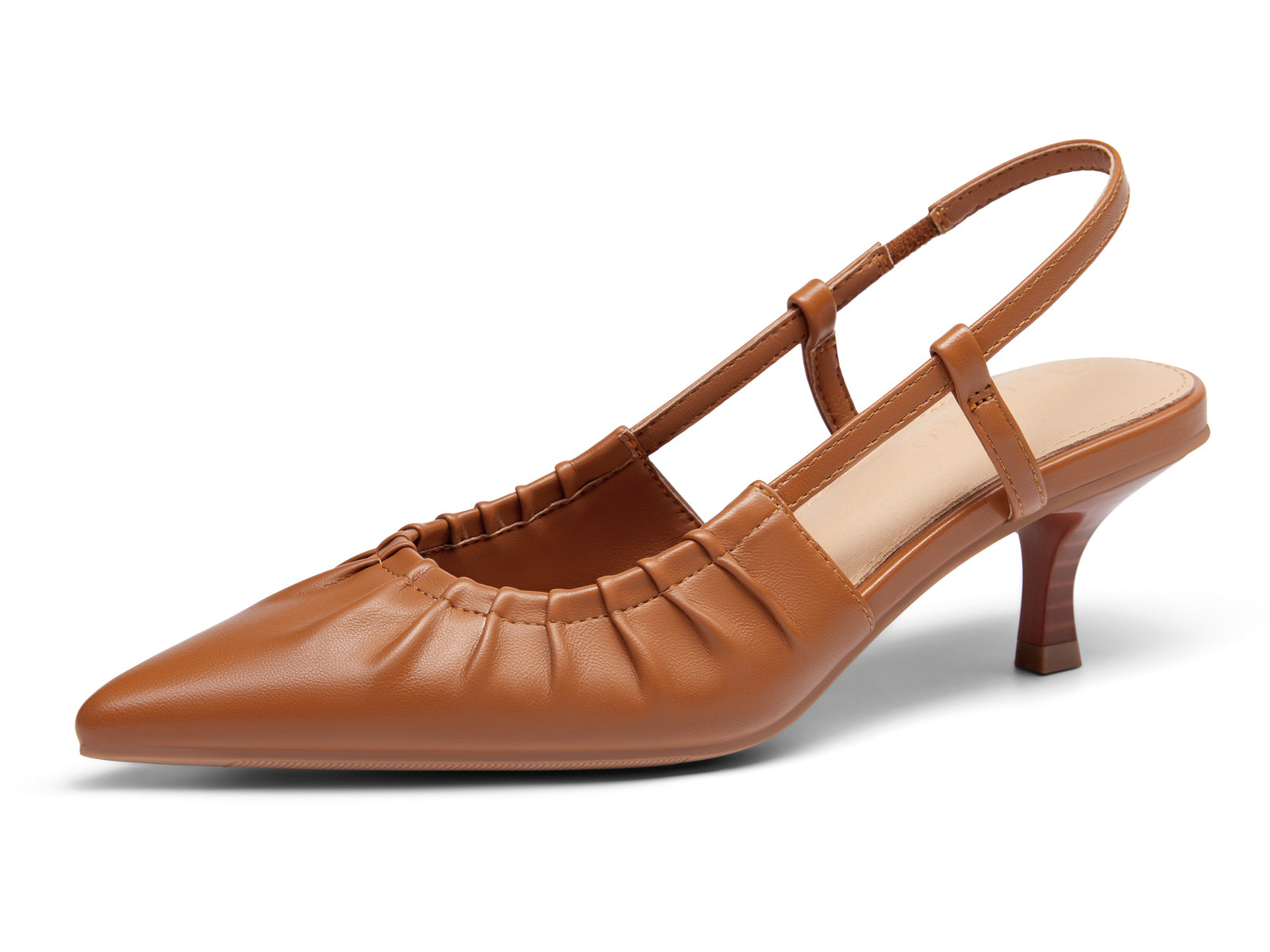 Coutgo Womens Brown Slingback Kitten Low Heels