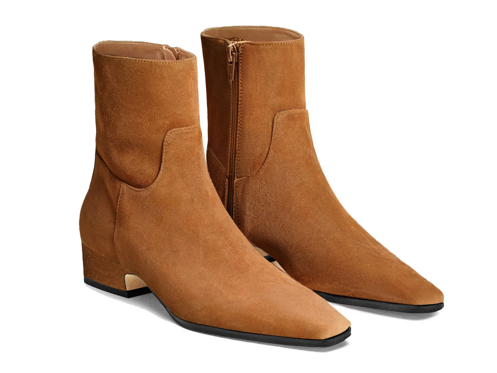 Coutgo Womens Brown Low Heel Ankle Boots