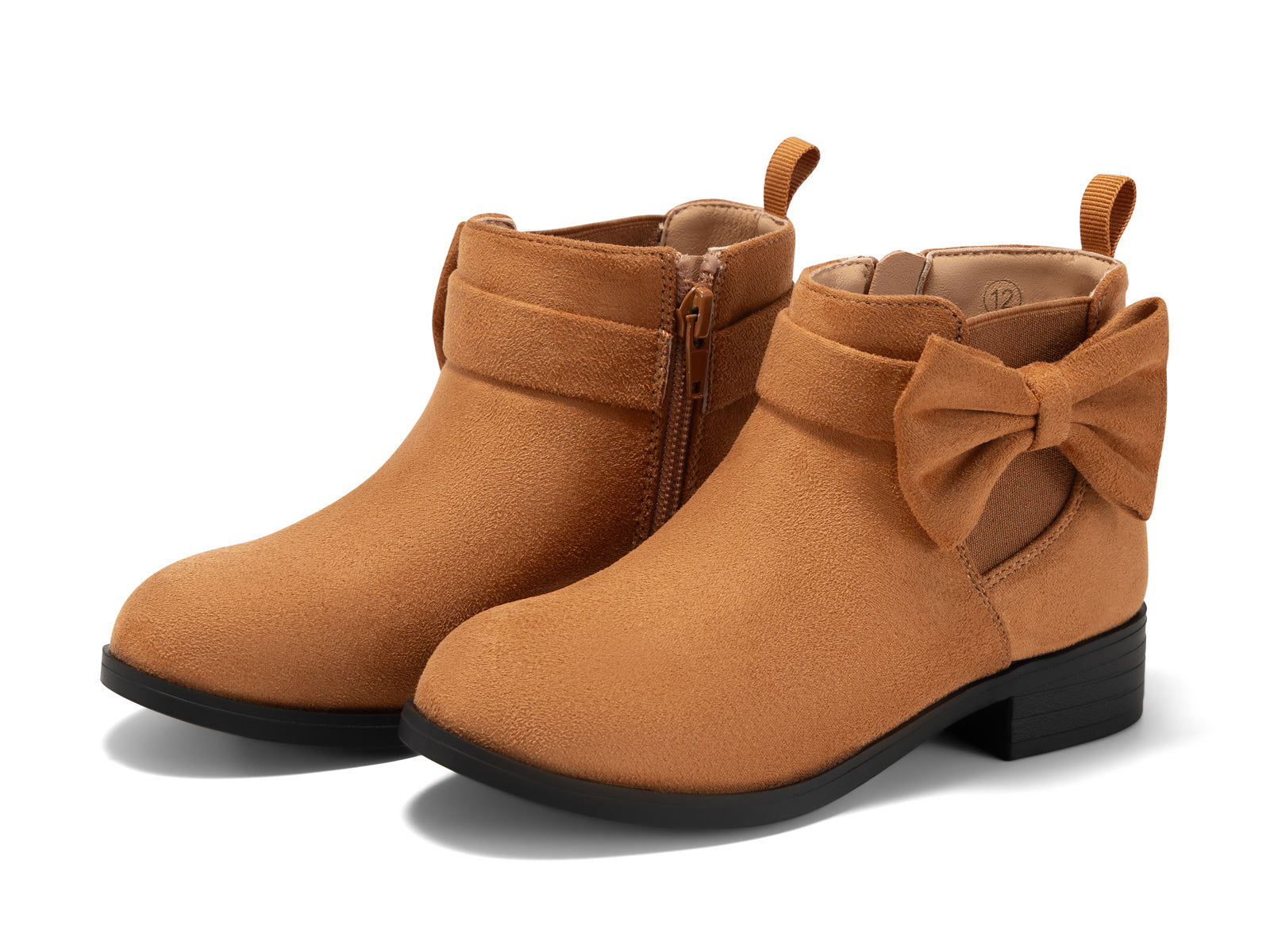 Coutgo Girls Brown Bow Suede Ankle Boots