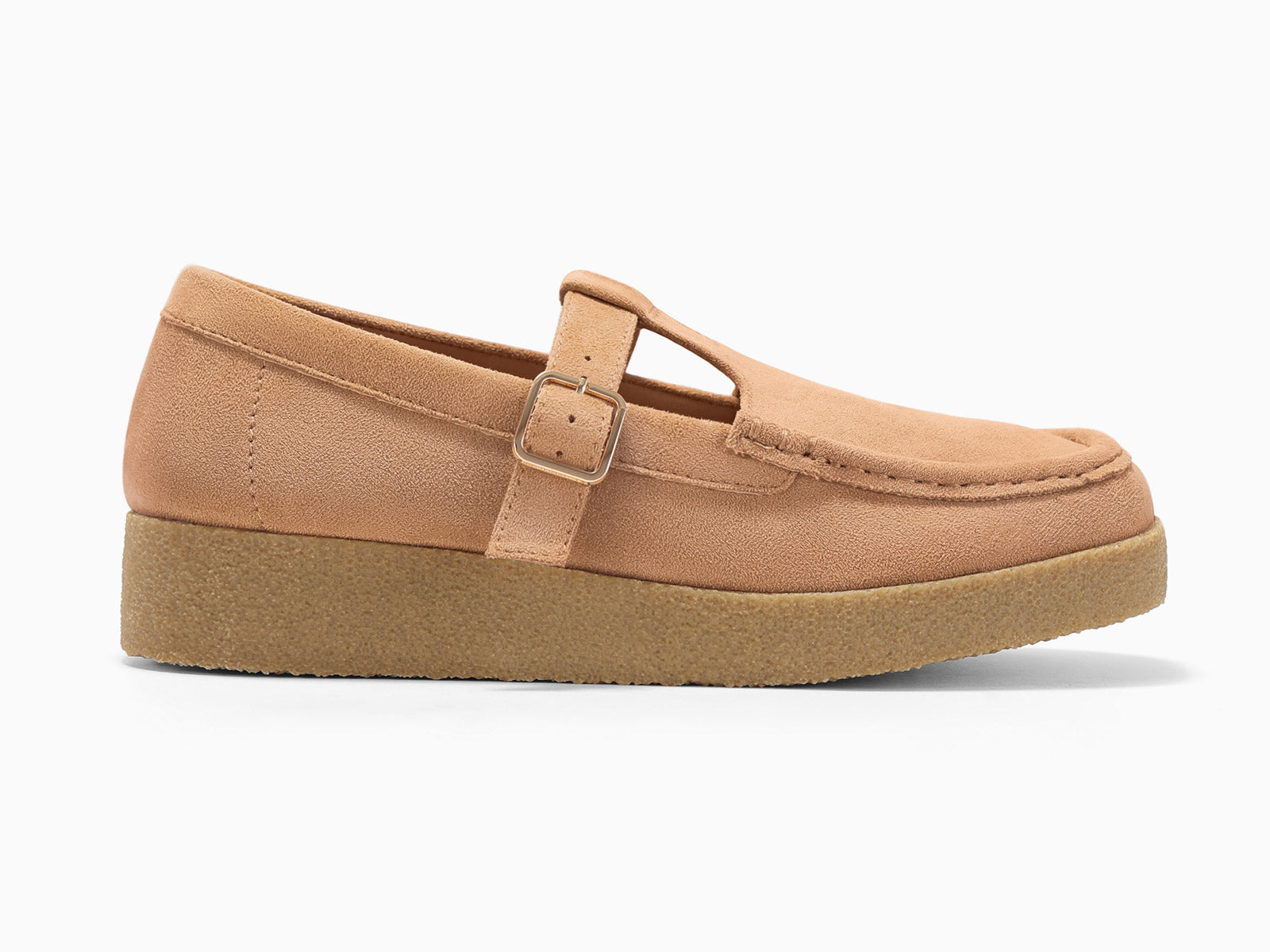 Coutgo Women Suede Brown Square Toe Platform Loafers