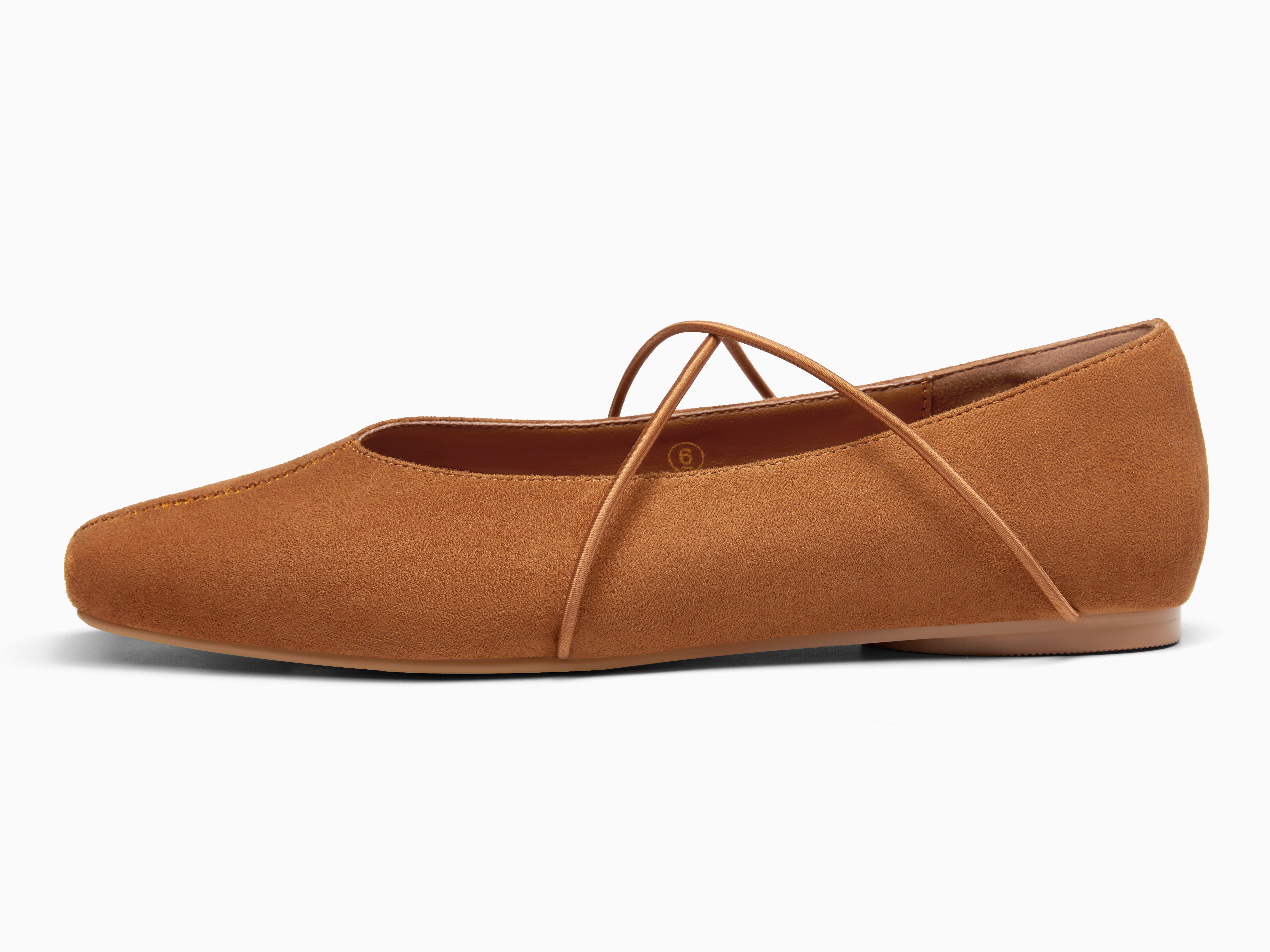 Coutgo Womens Brown Suede Ballet Flats