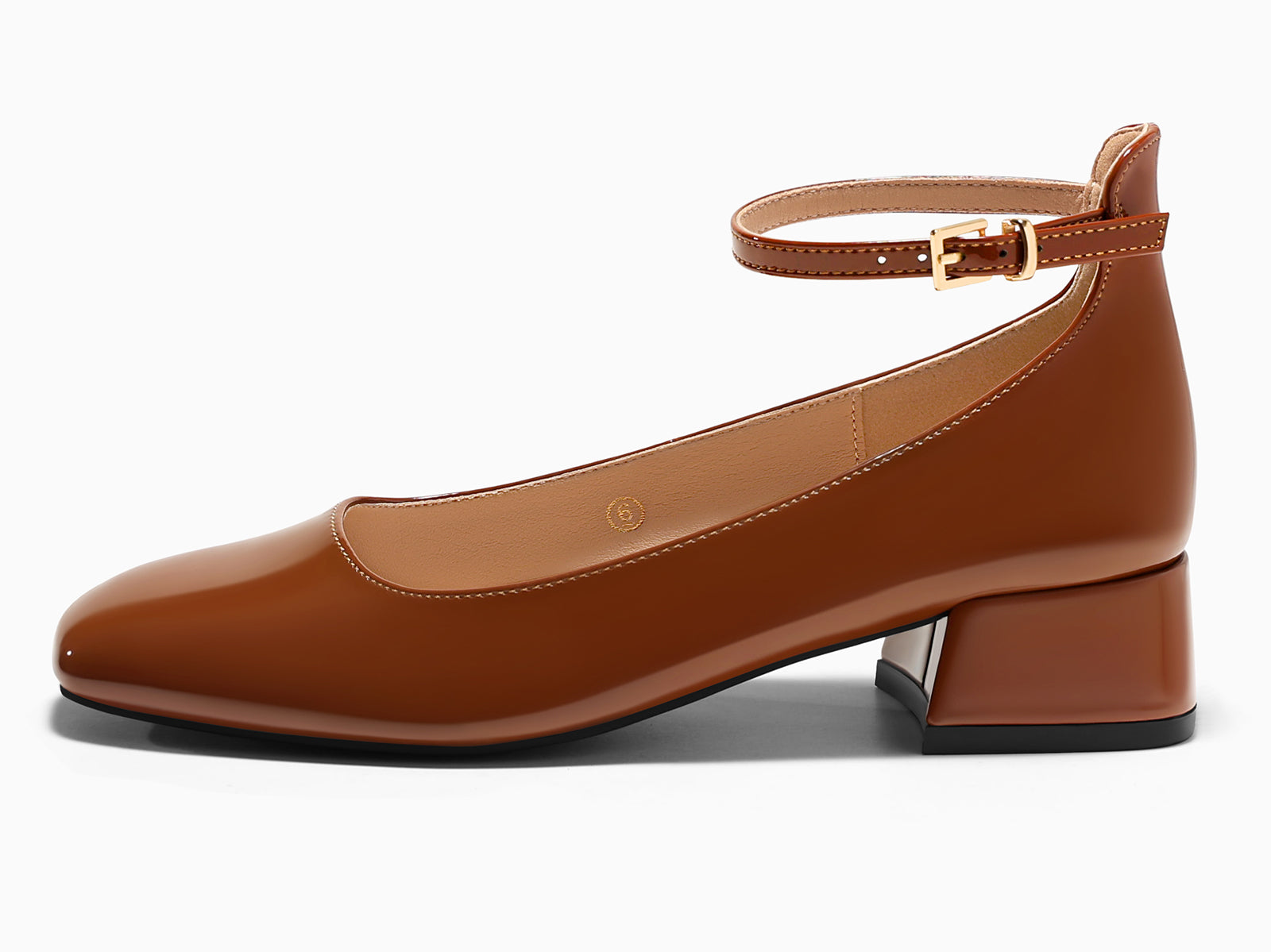 Coutgo Womens Brown Chunky Low Heels