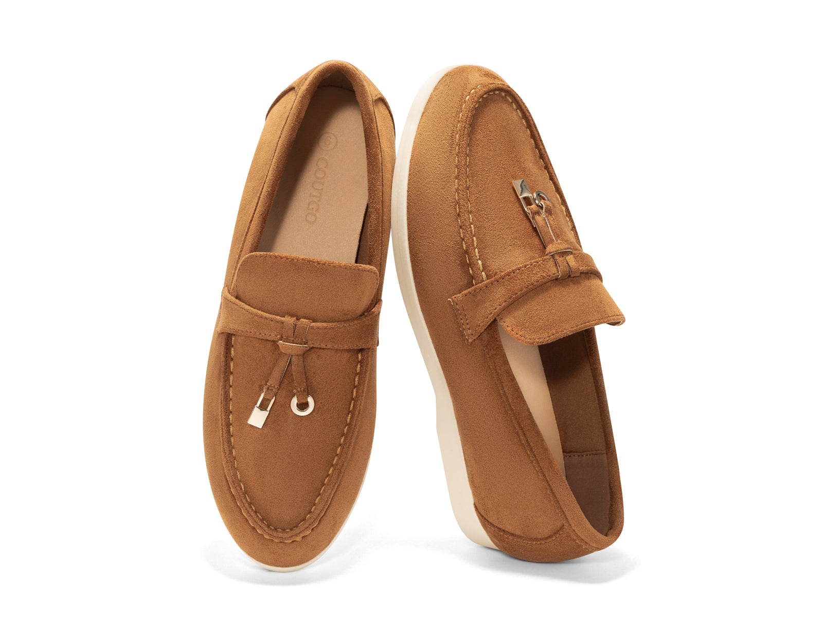 Coutgo Women Brown Slip On Moccasin Loafers
