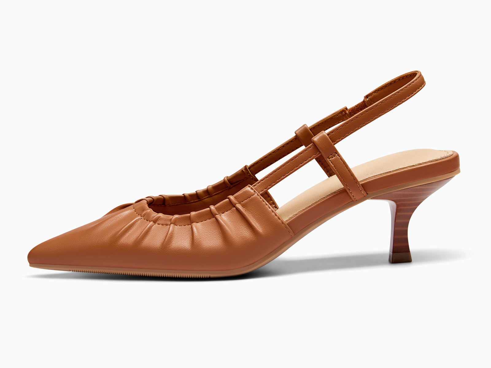 Coutgo Womens Brown Slingback Kitten Low Heels