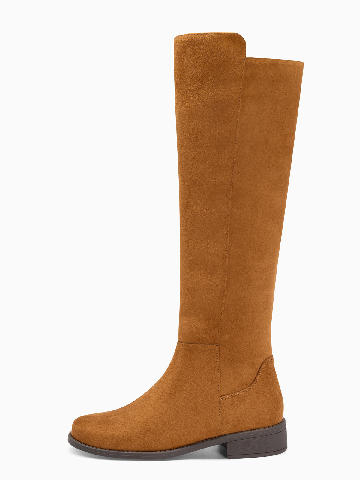 Coutgo Women Brown Suede Round Toe Riding Boots