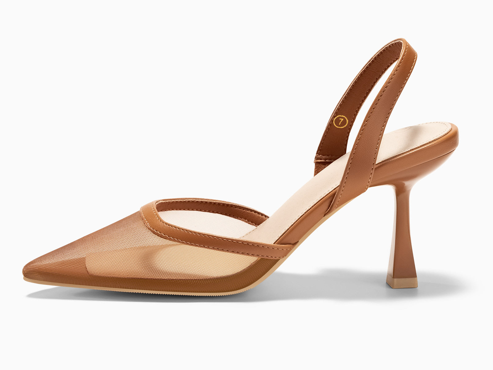 Coutgo Womens Brown Mesh Slingback Heels