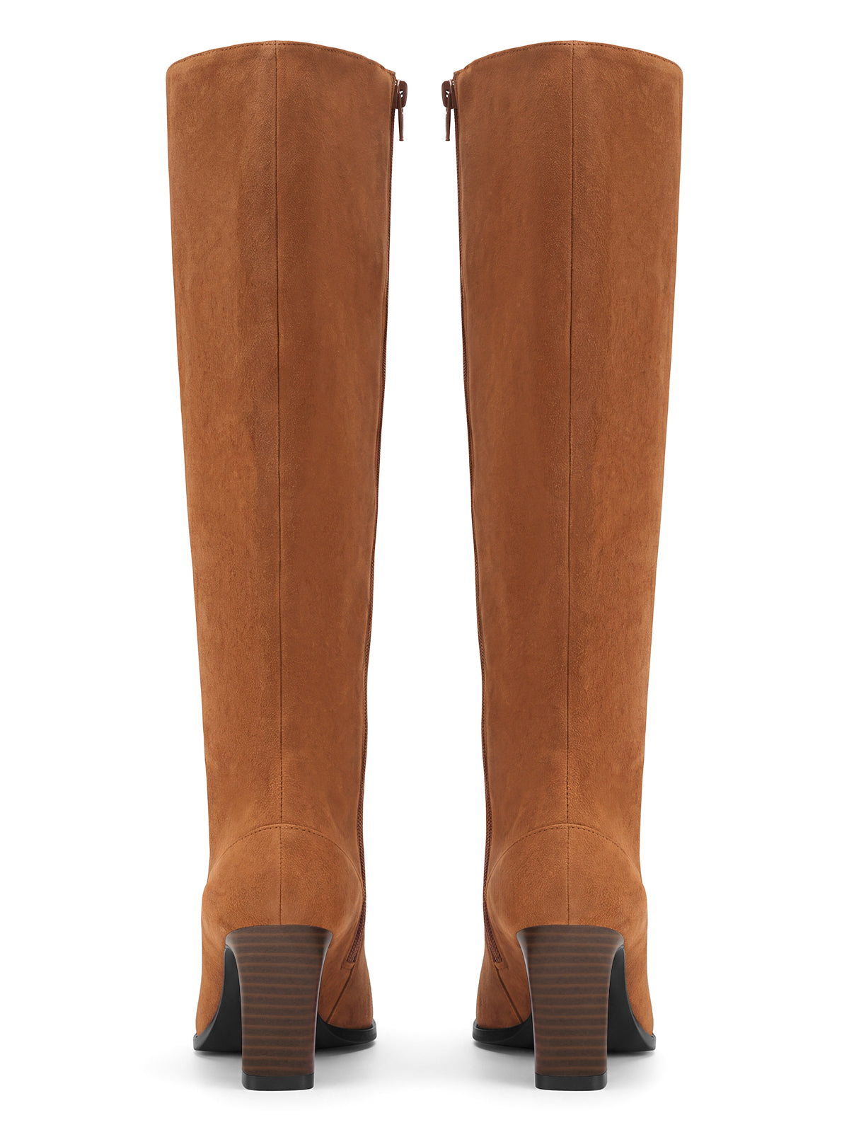 Coutgo Women Brown Suede Knee High Dress Boots