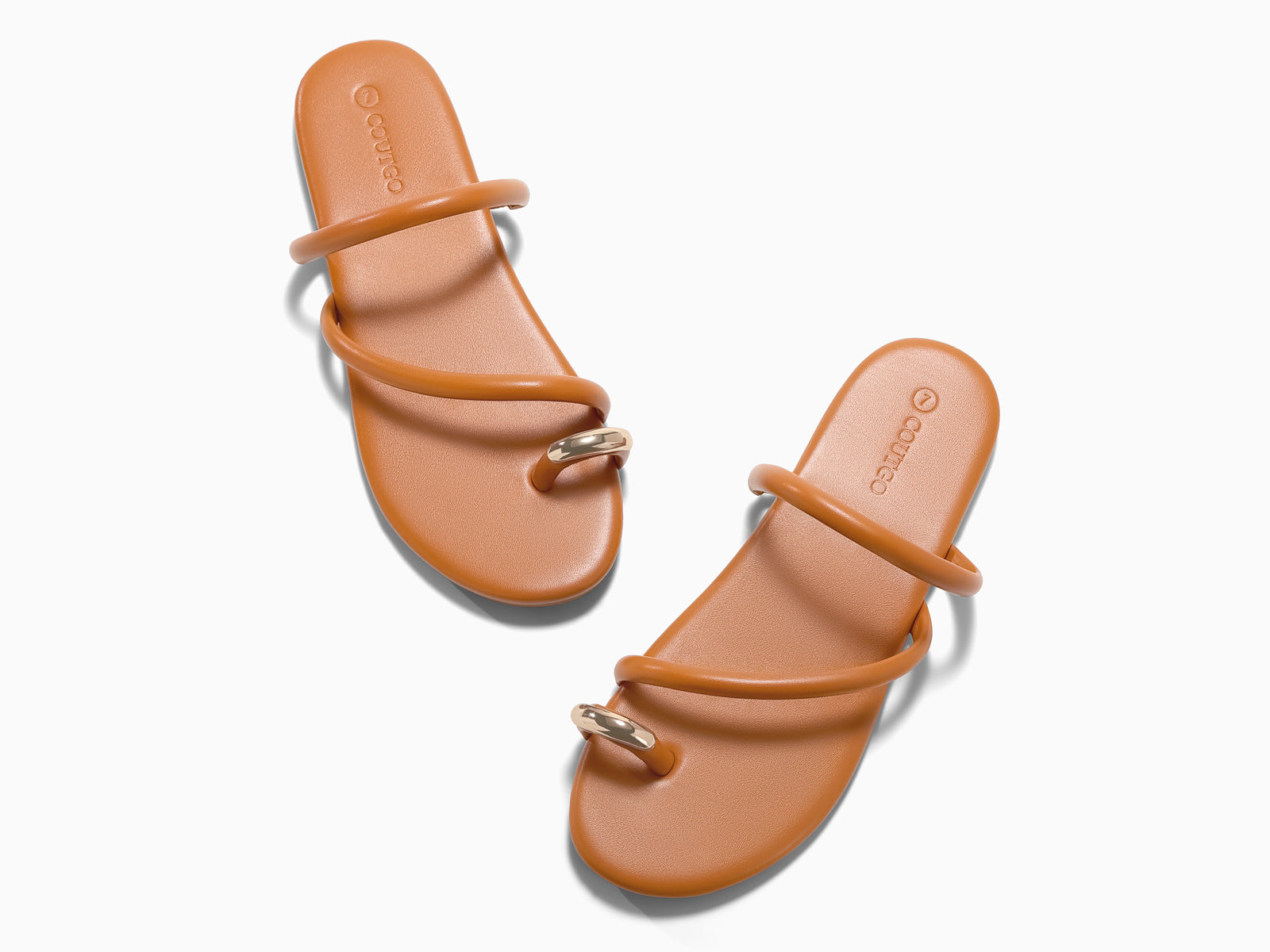 Coutgo Womens Brown Strappy Flat Sandals