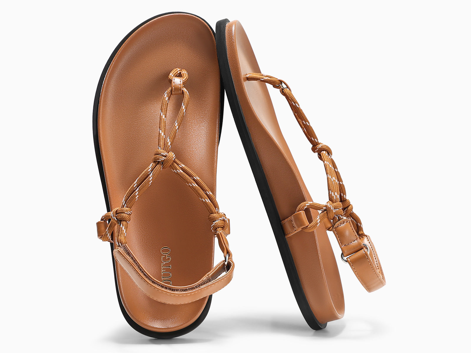 Coutgo Womens Brown Flat Thong Sandals
