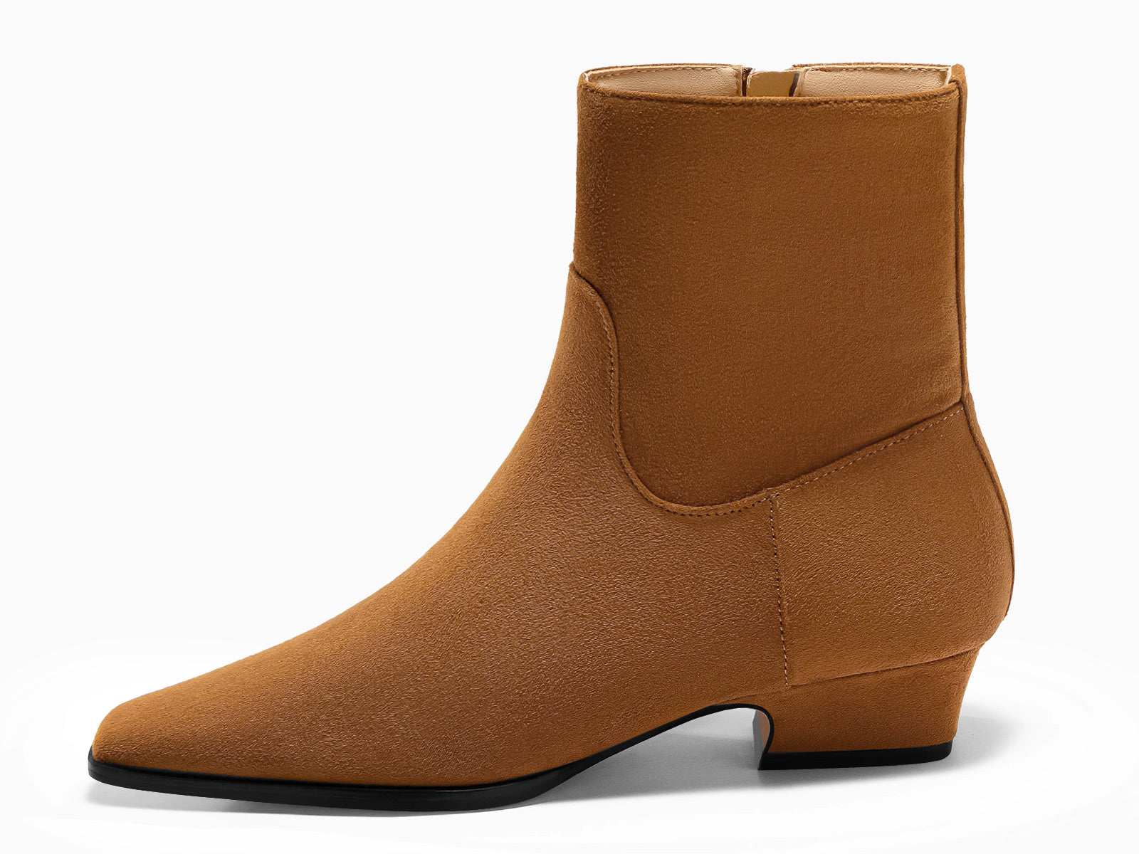 Coutgo Womens Brown Low Heel Ankle Boots