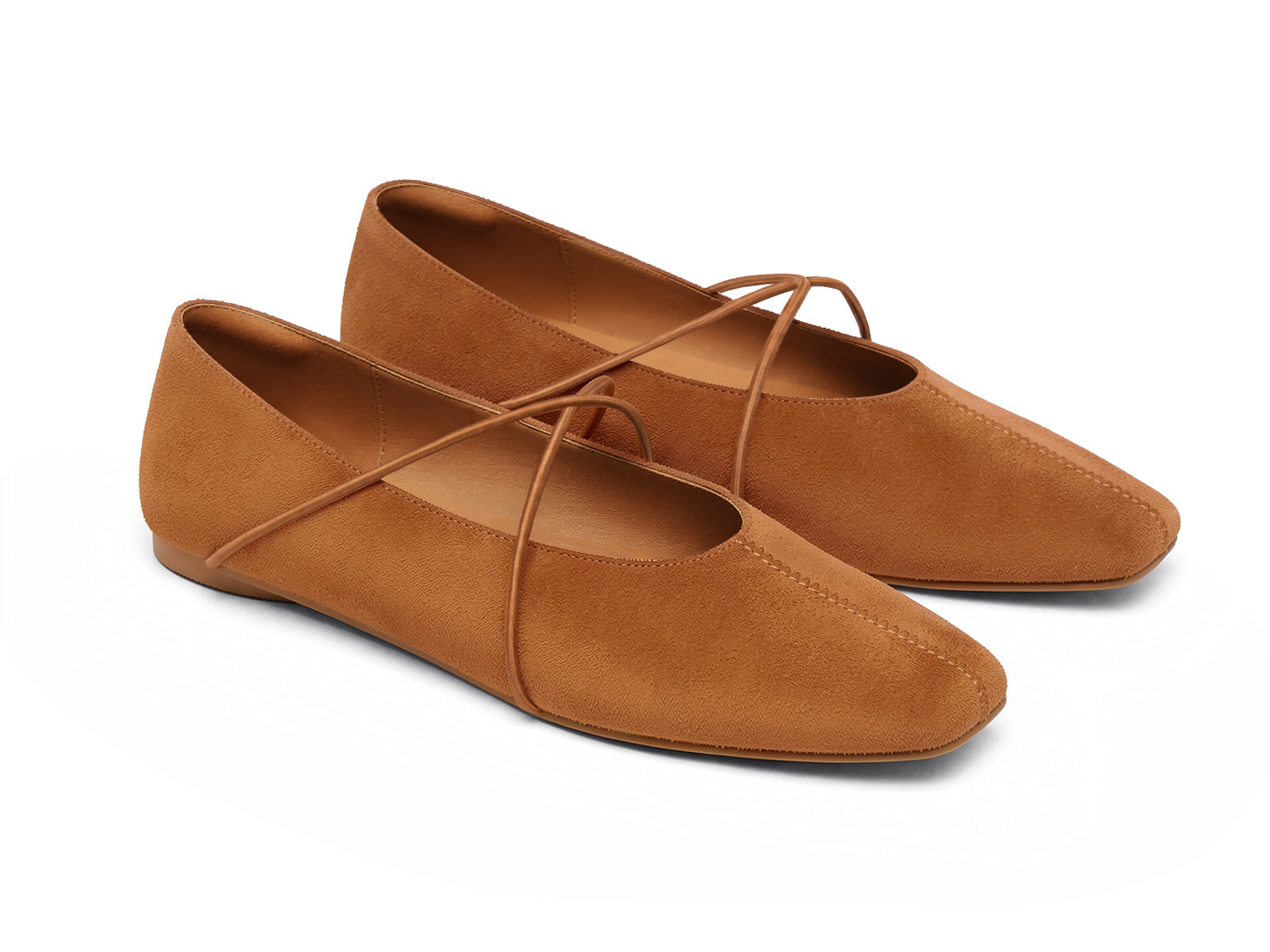 Coutgo Womens Brown Suede Ballet Flats