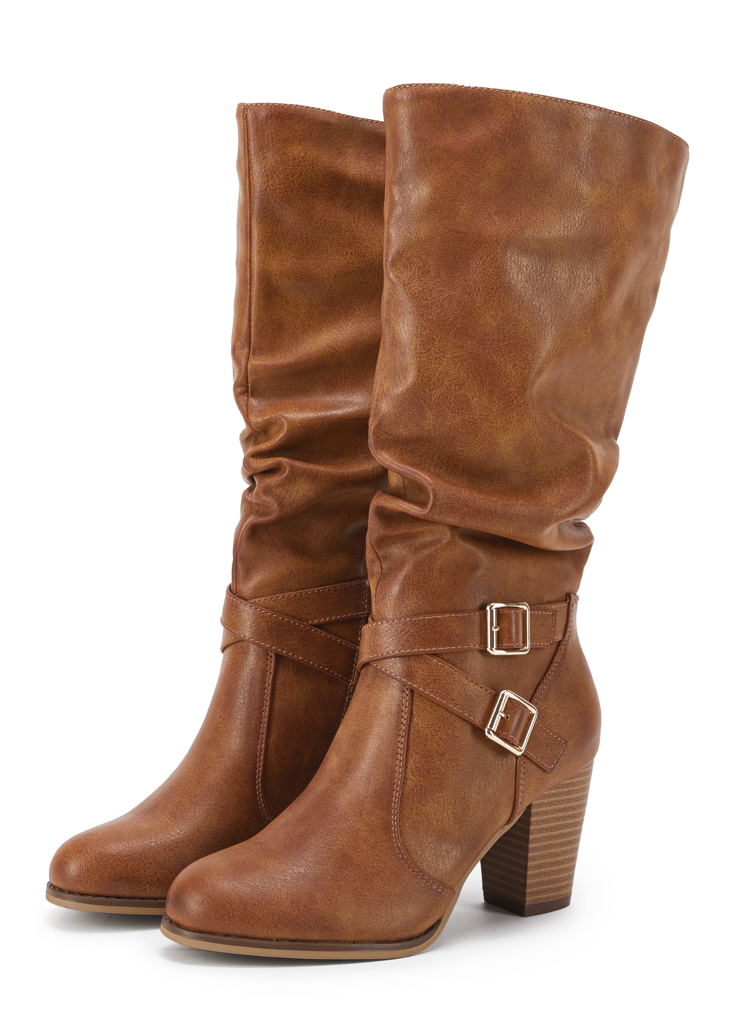 Ermonn Womens Brown Mid Knee High Boots