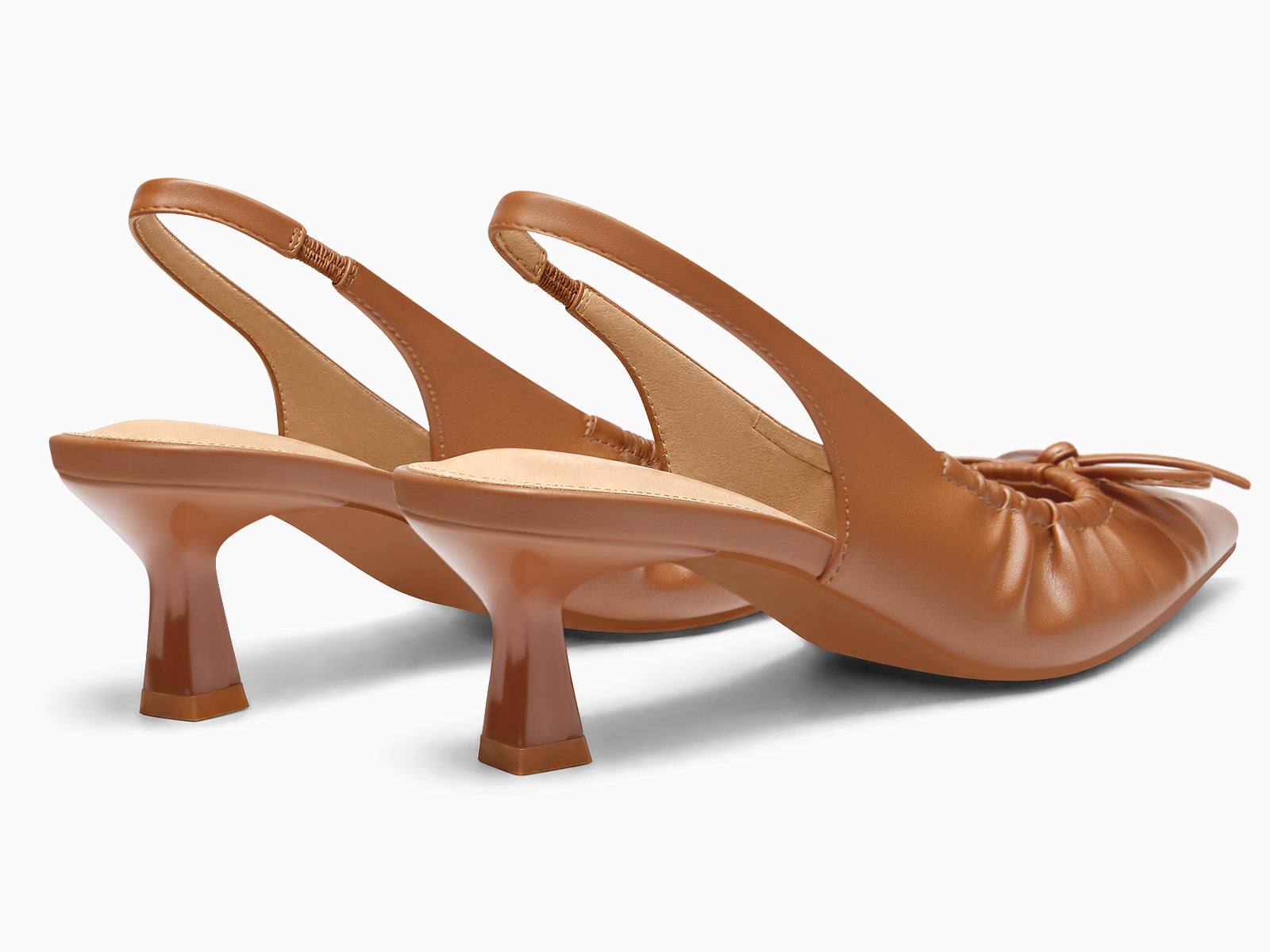 Coutgo Womens Brown Slingback Kitten Heels