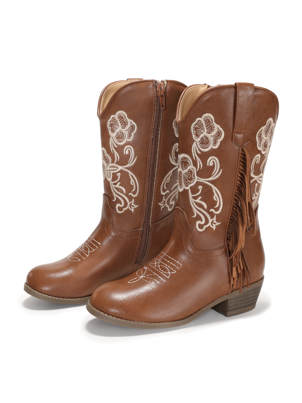 Coutgo Girls Brown Western Cowboy Boots