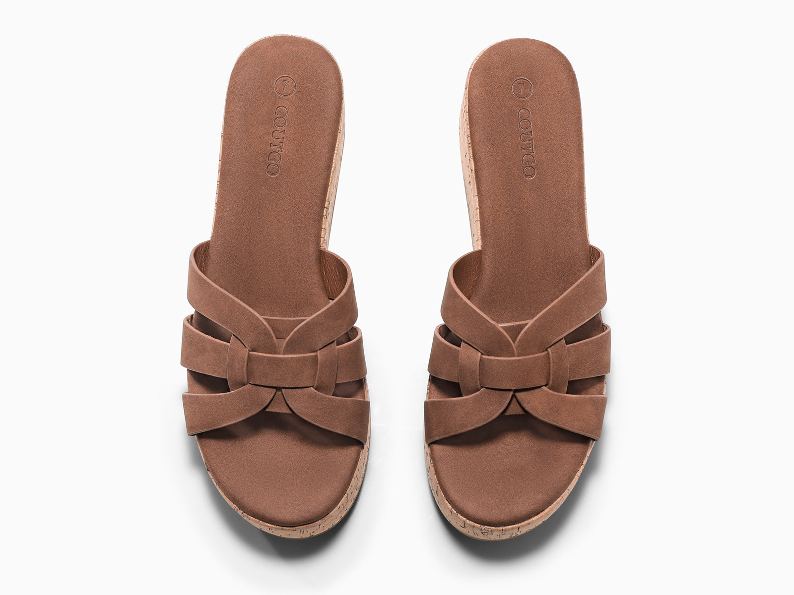 Coutgo Women's Dark Brown Platform Wedge Sandals