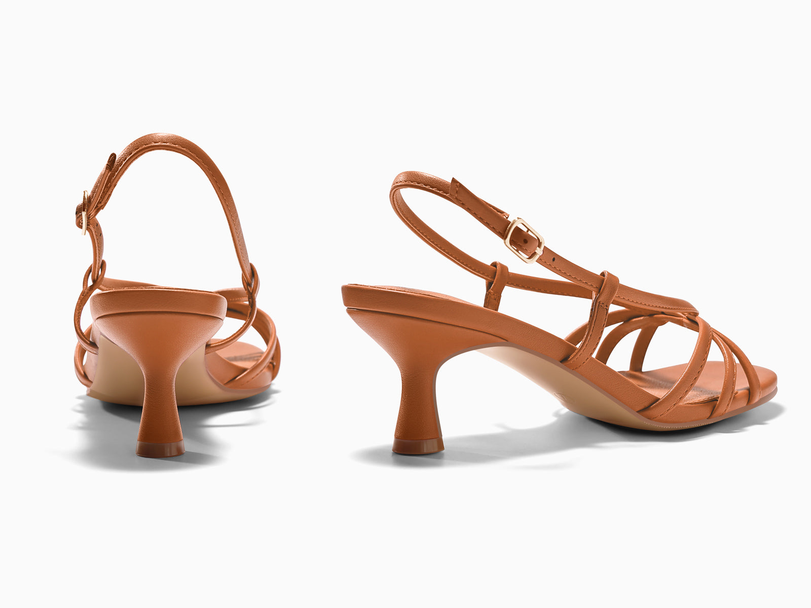 Coutgo Women’s Brown Strappy Sandals Slingback Kitten