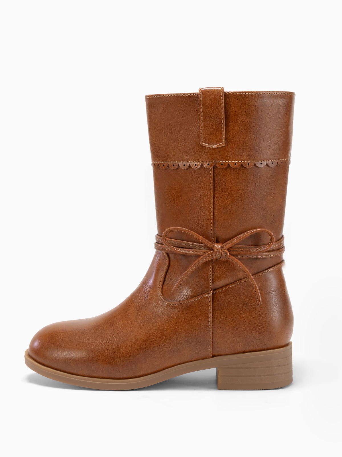 Coutgo Girl Brown Bow Mid Calf Boots