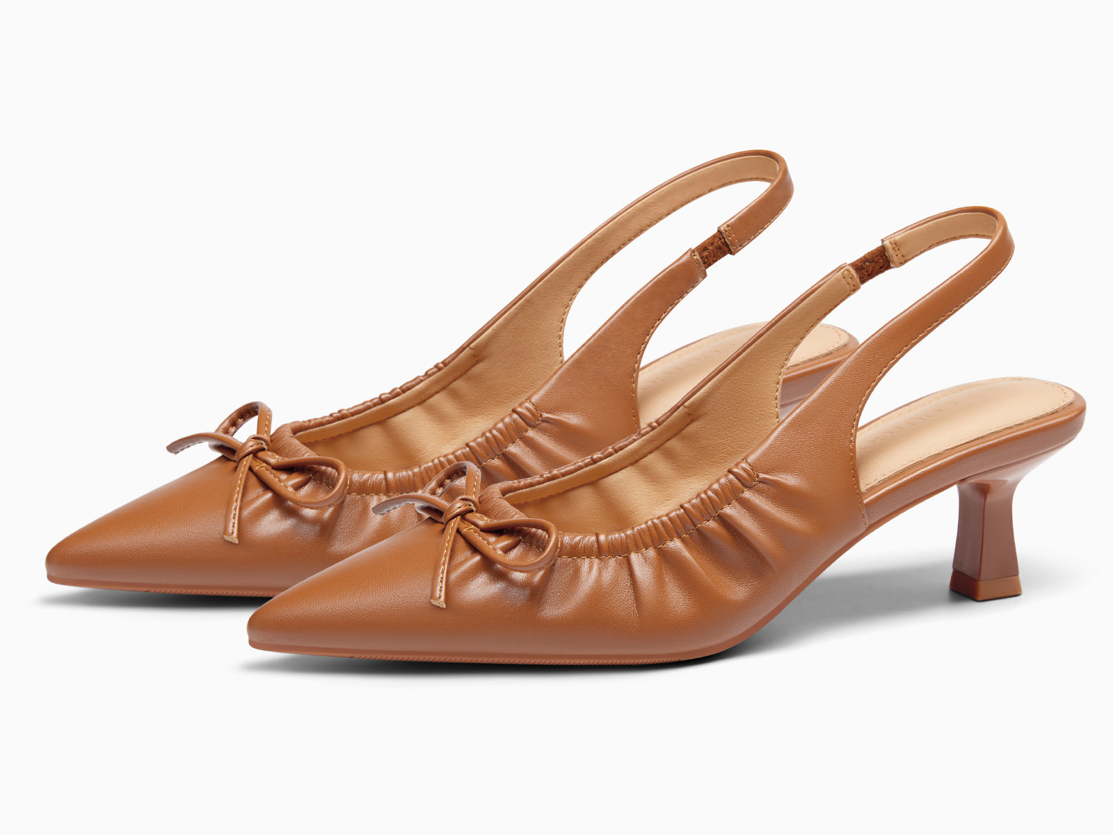 Coutgo Womens Brown Slingback Kitten Heels